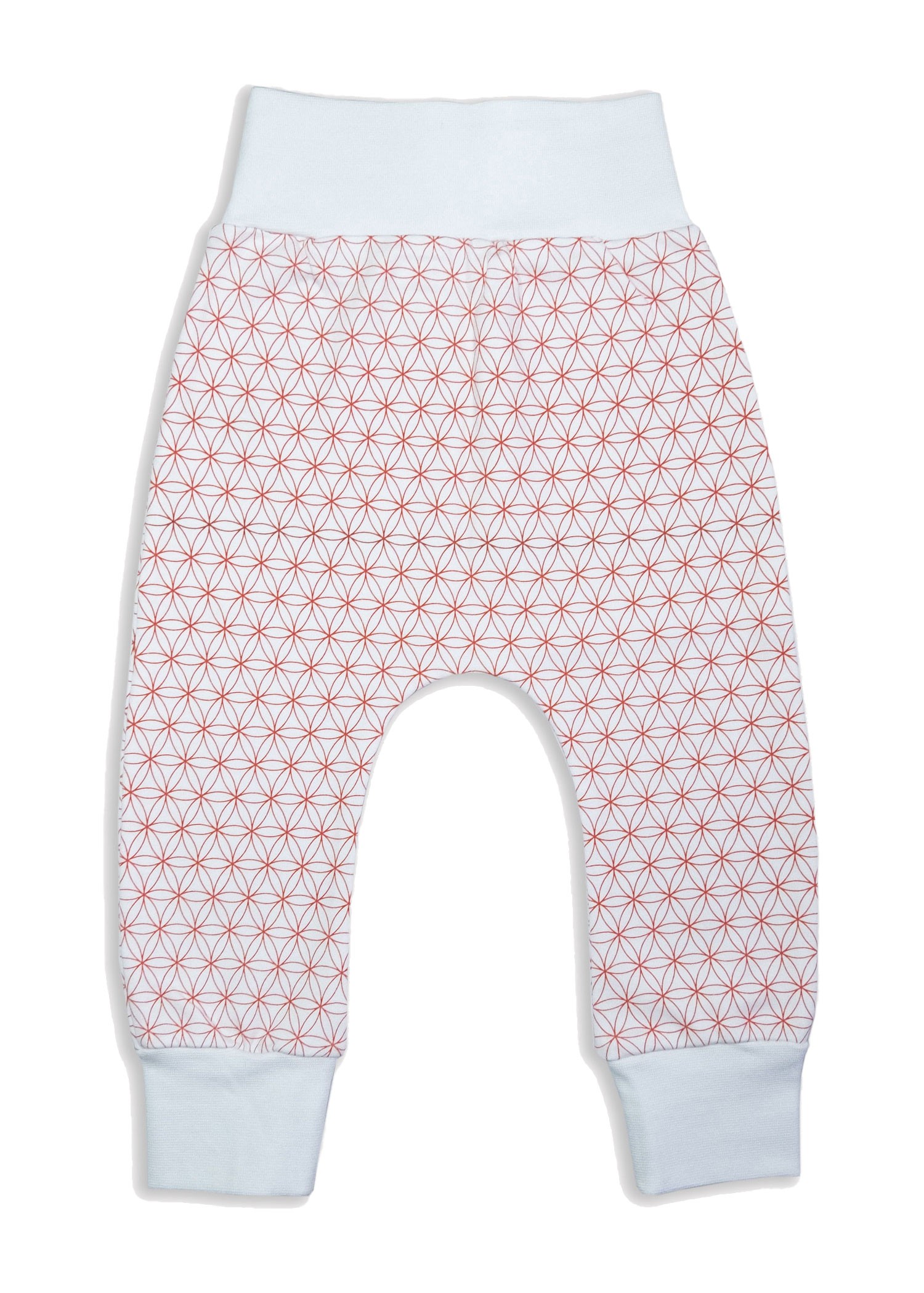 Organic Flower of Life Patterned White Baby Pants