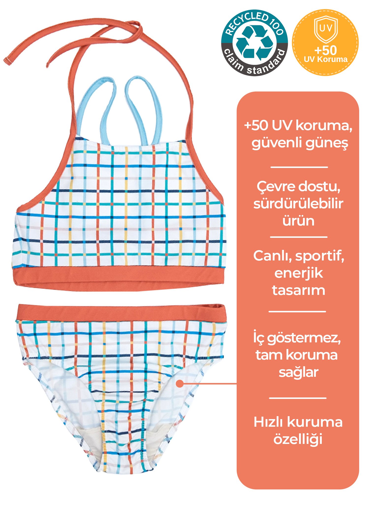 Recycle UV Korumalı Kız Çocuk Bikini