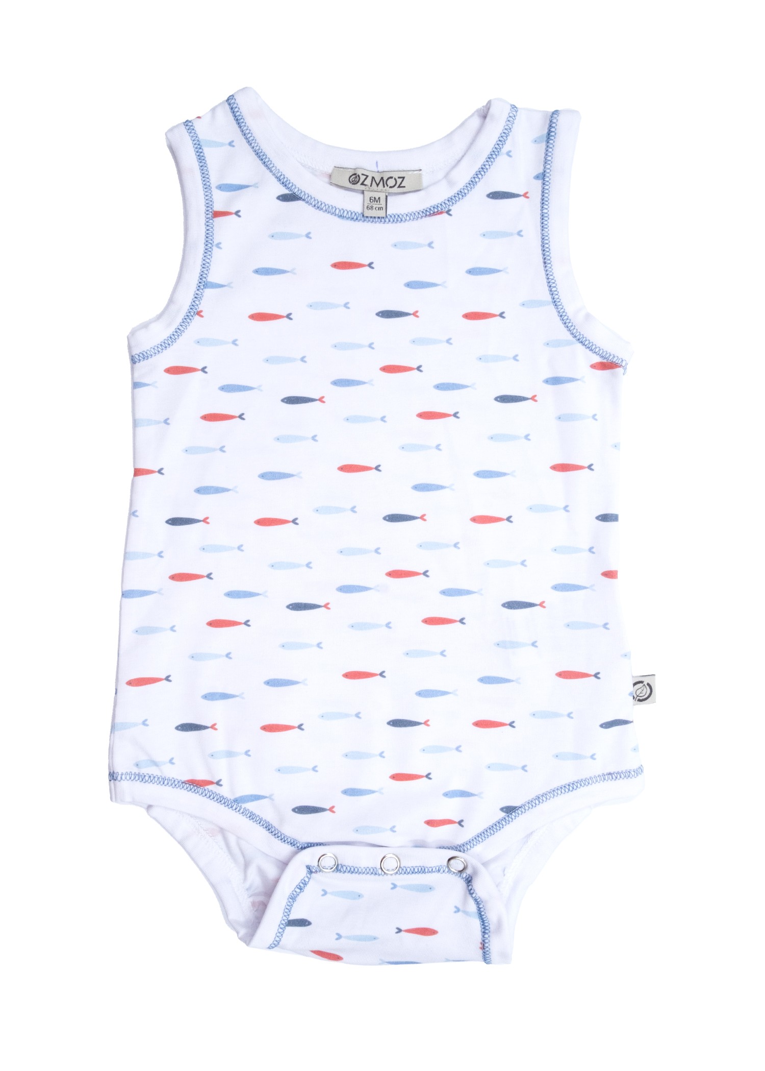 Organic Fish Pattern Sleeveless Baby Boy Body