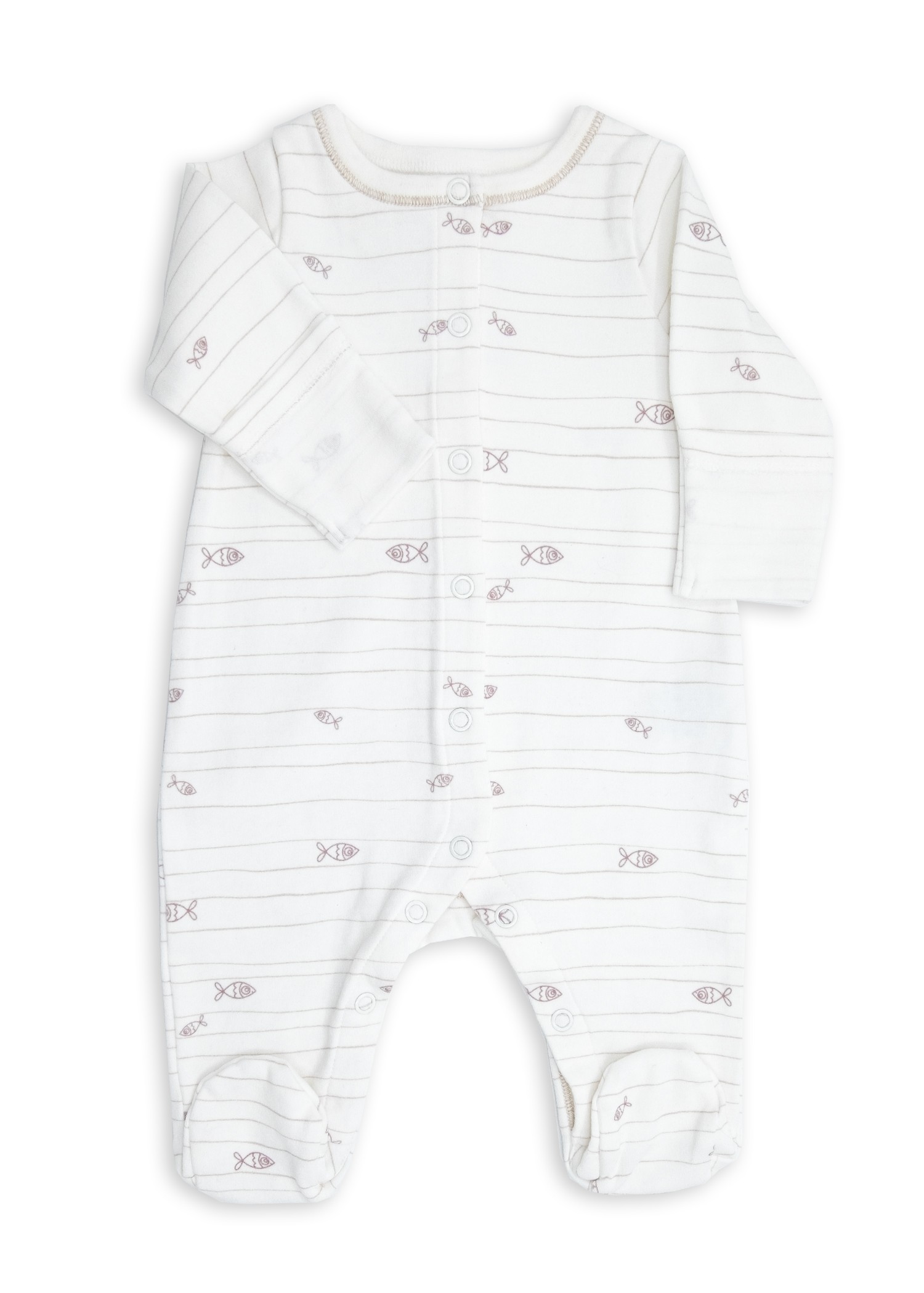 Clean and Safe Sterile Ready to Wear Organic Unisex Baby Overalls-Fish