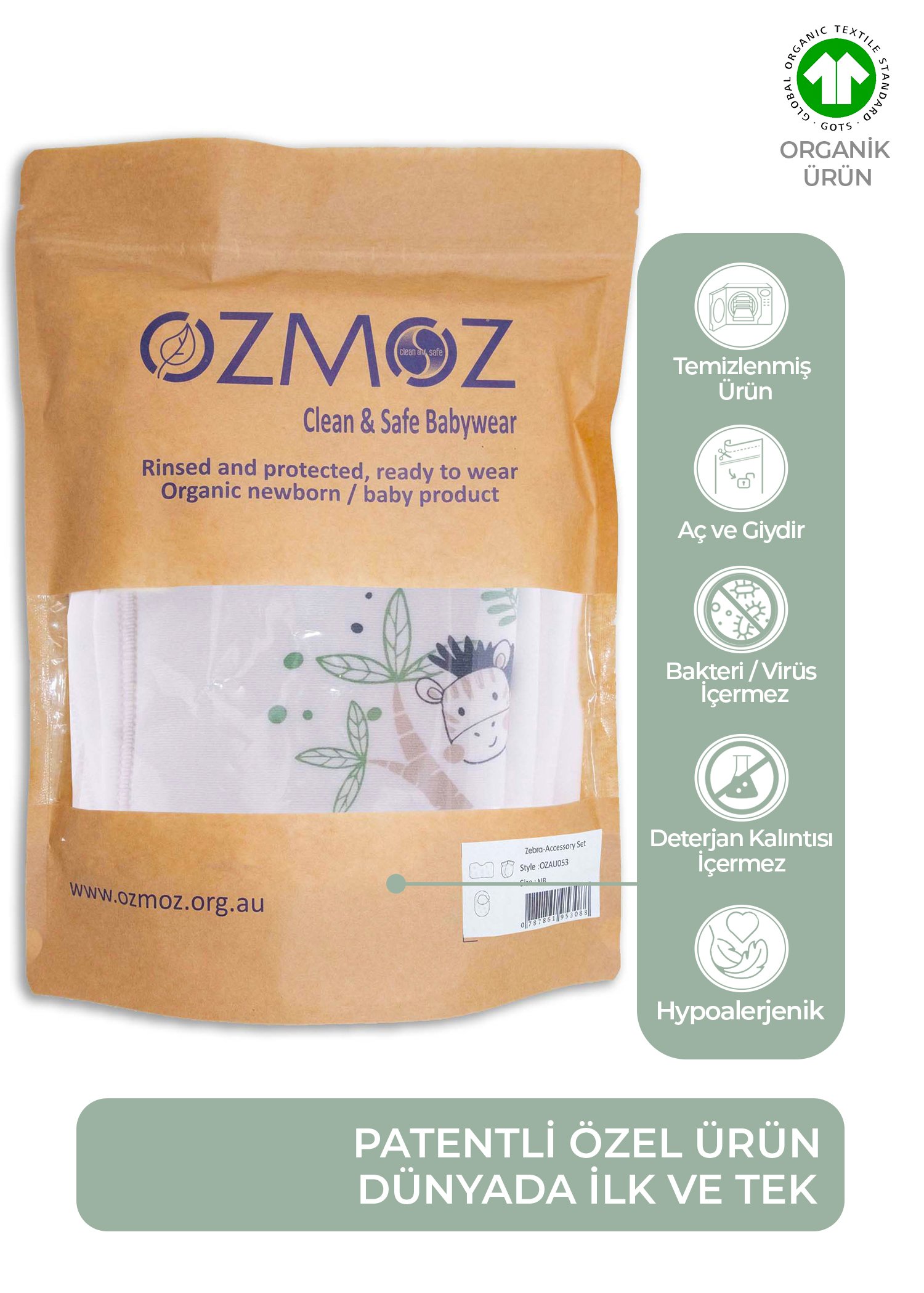 Clean&Safe Organik Steril Temizlenmiş Aksesuar Seti-3 Parça