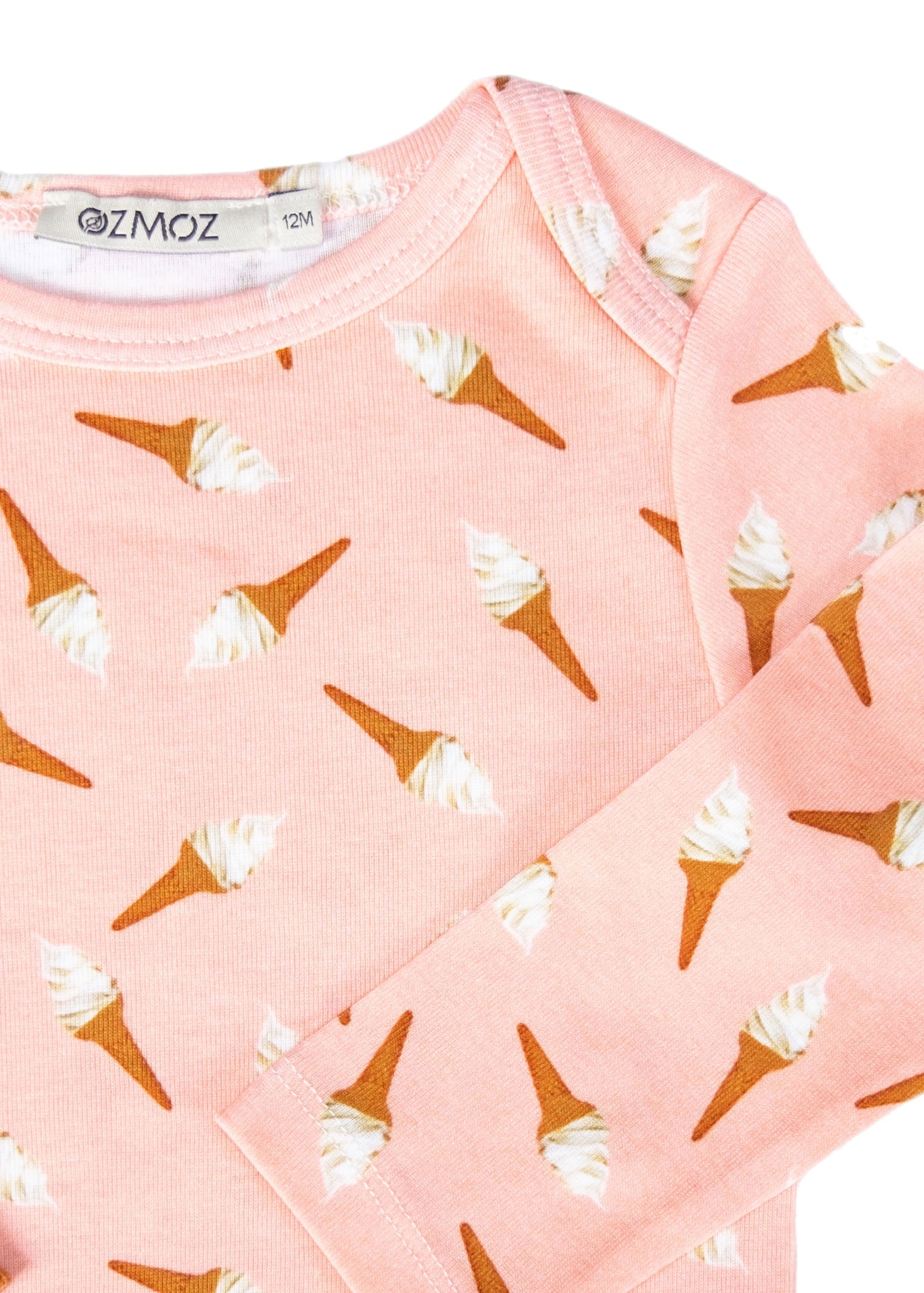 Organic Ice Cream Printed Pink Baby Girl Bodysuit