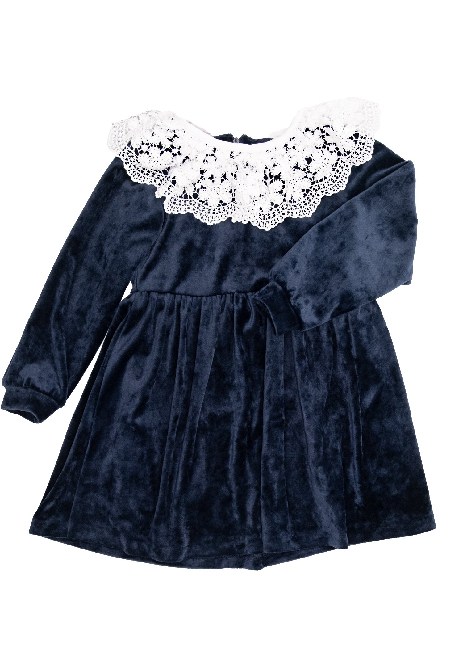 Red Pied Navy Blue Woven Winter Girls' Dress