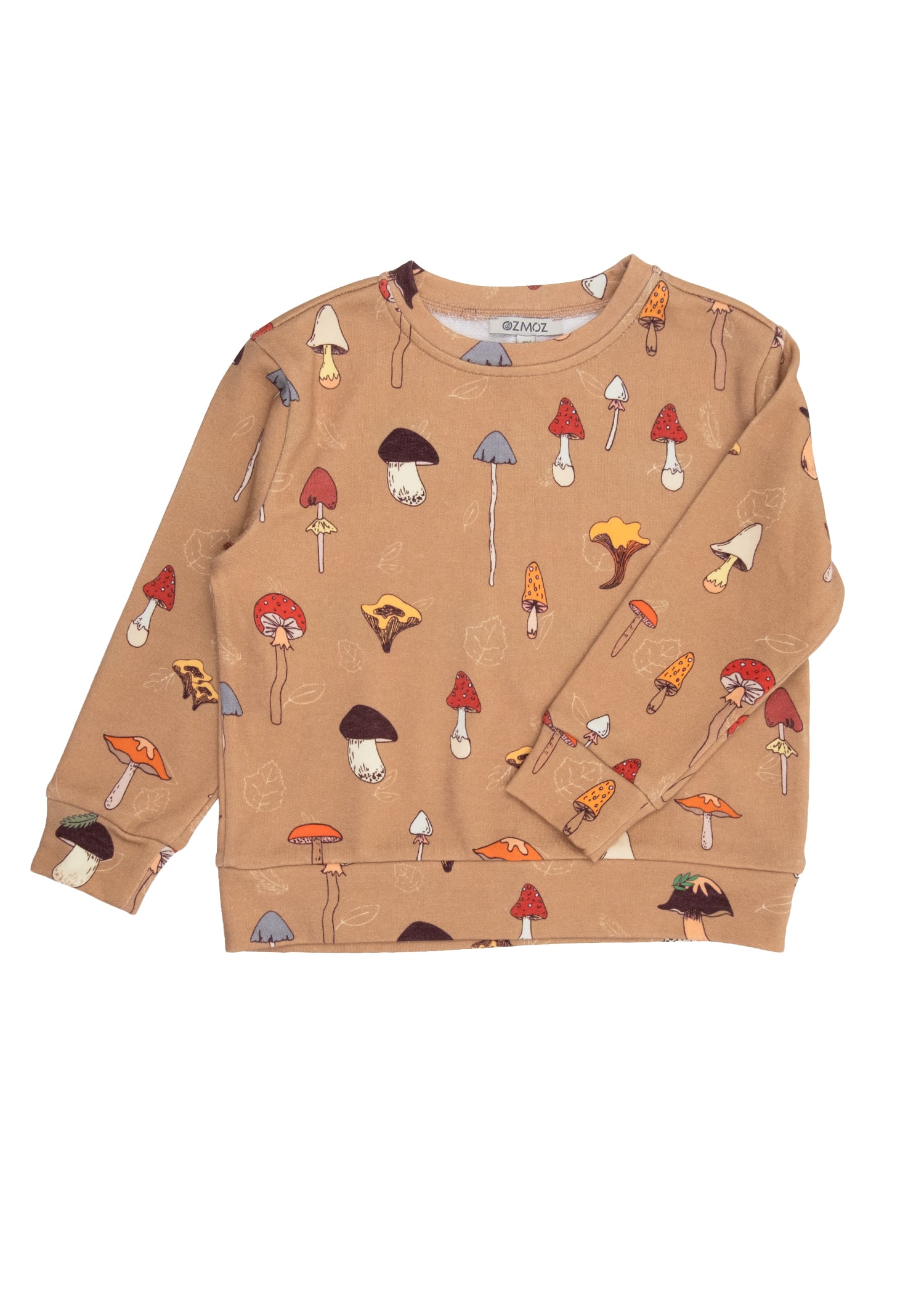 Organik Mantar Desenli Kahverengi Kışlık Unisex Toddler Sweatshirt