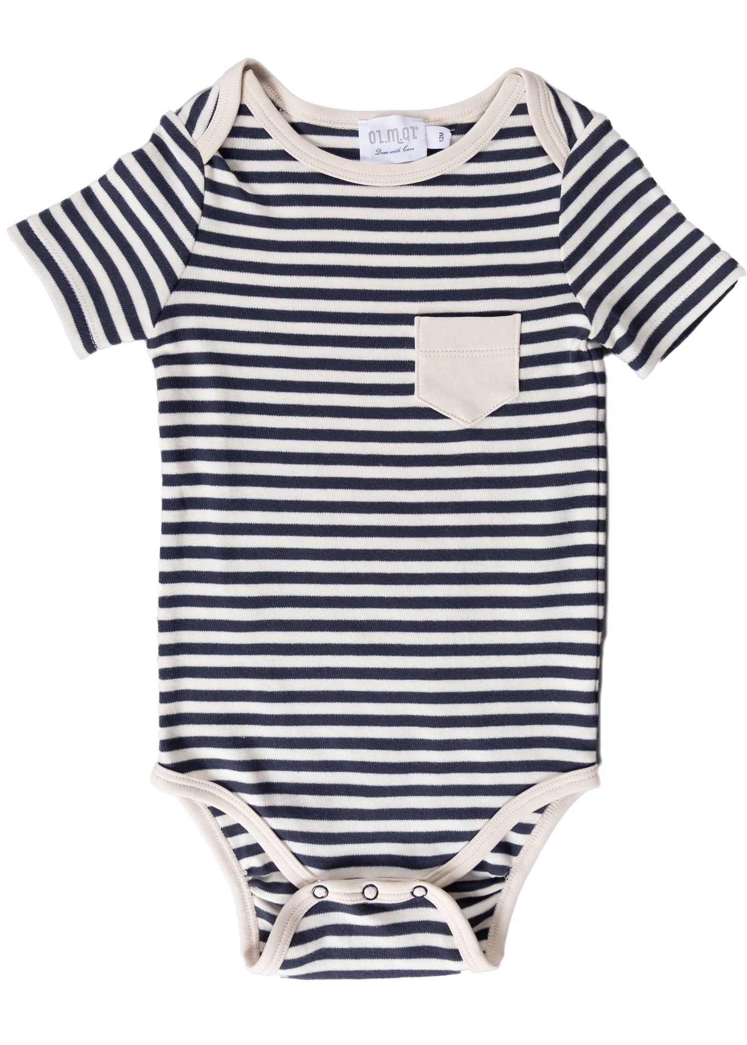 Organic Short Sleeve Striped Baby Boy Bodysuit