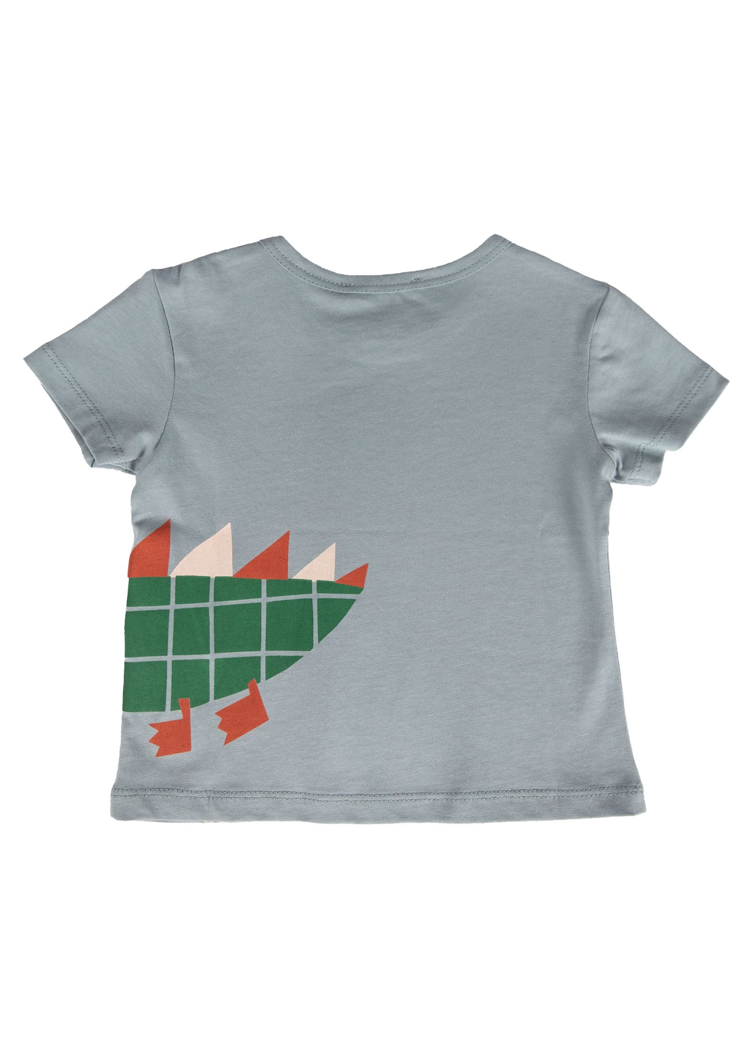 Organik Dino Baskılı Mavi Yazlık Unisex Bebek Tshirt