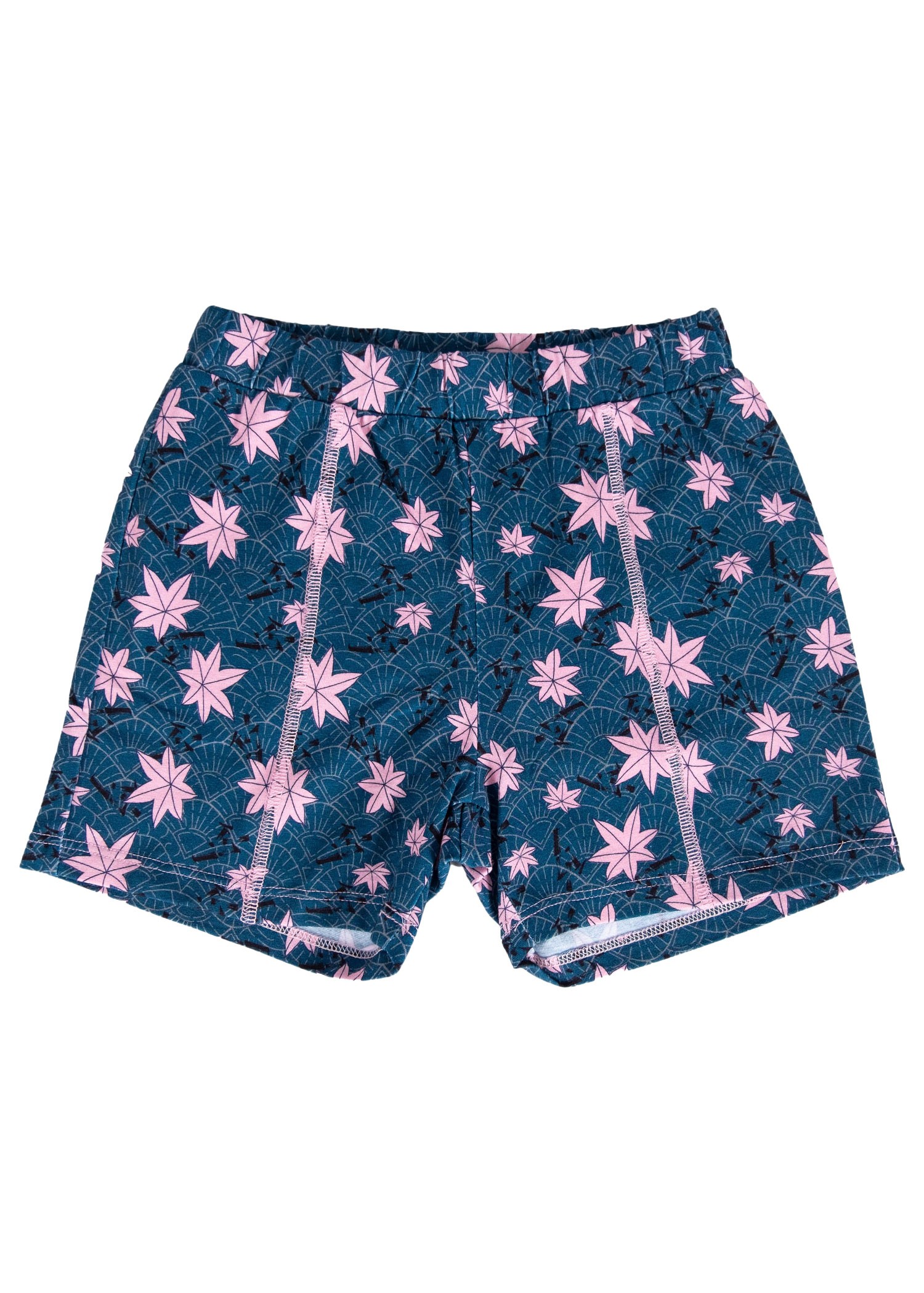 Cotton Floral Patterned Navy Blue Summer Little Girl Shorts