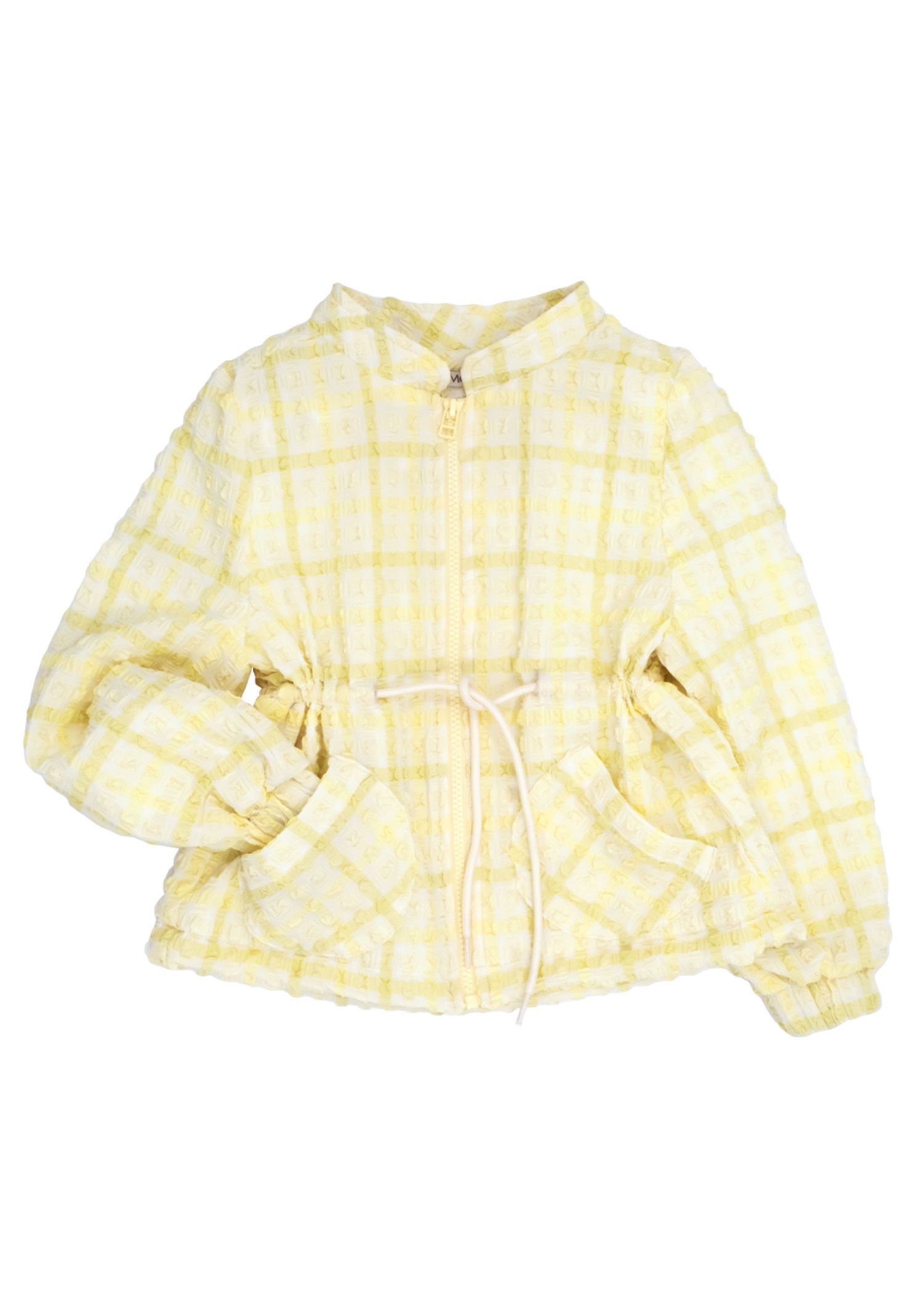 Recycle Special Woven Waist Drawstring Yellow Spring Coat for Girls