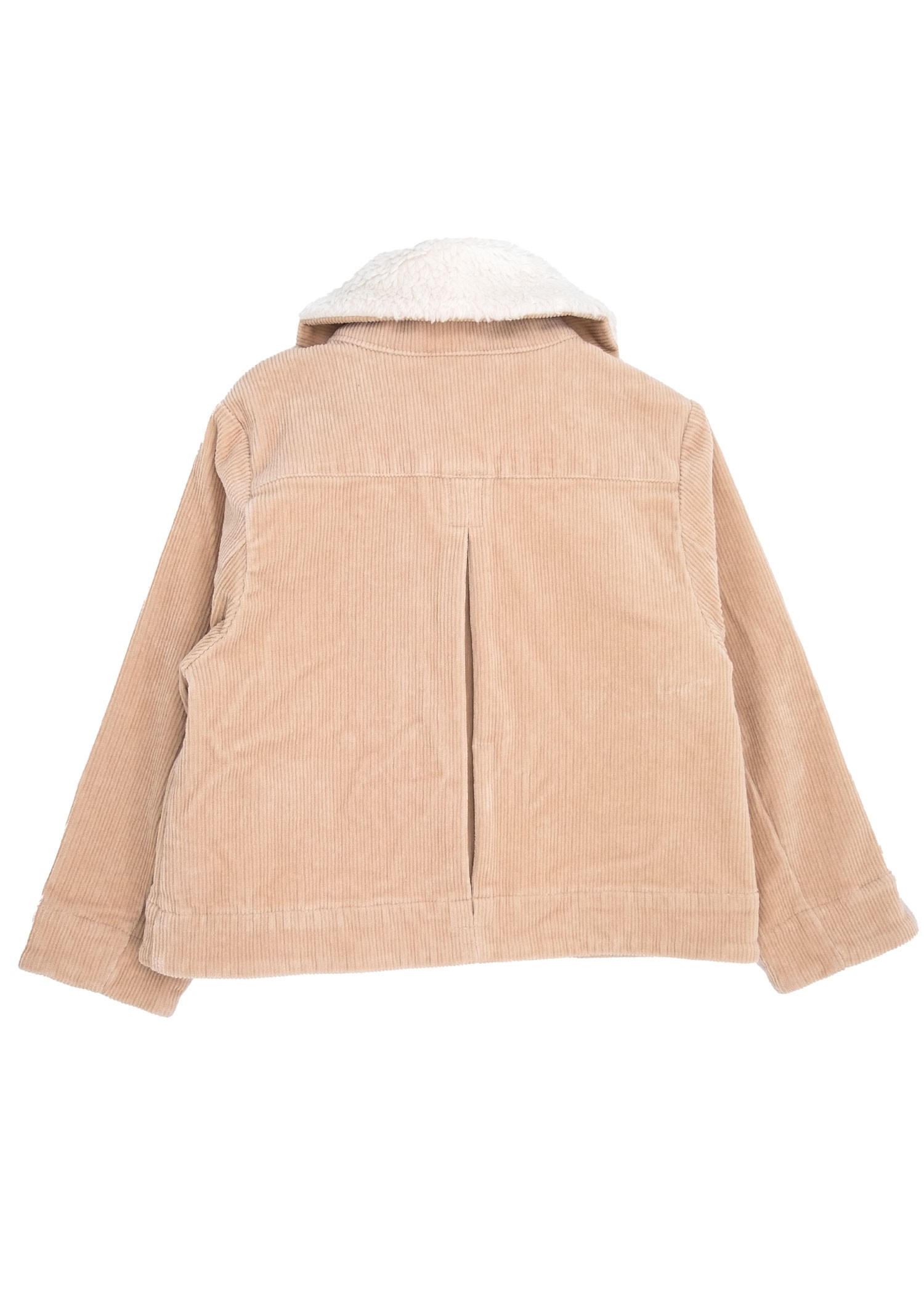 Cotton Corduroy Sports Cut Plush Collar Cream Winter Girls' Coat