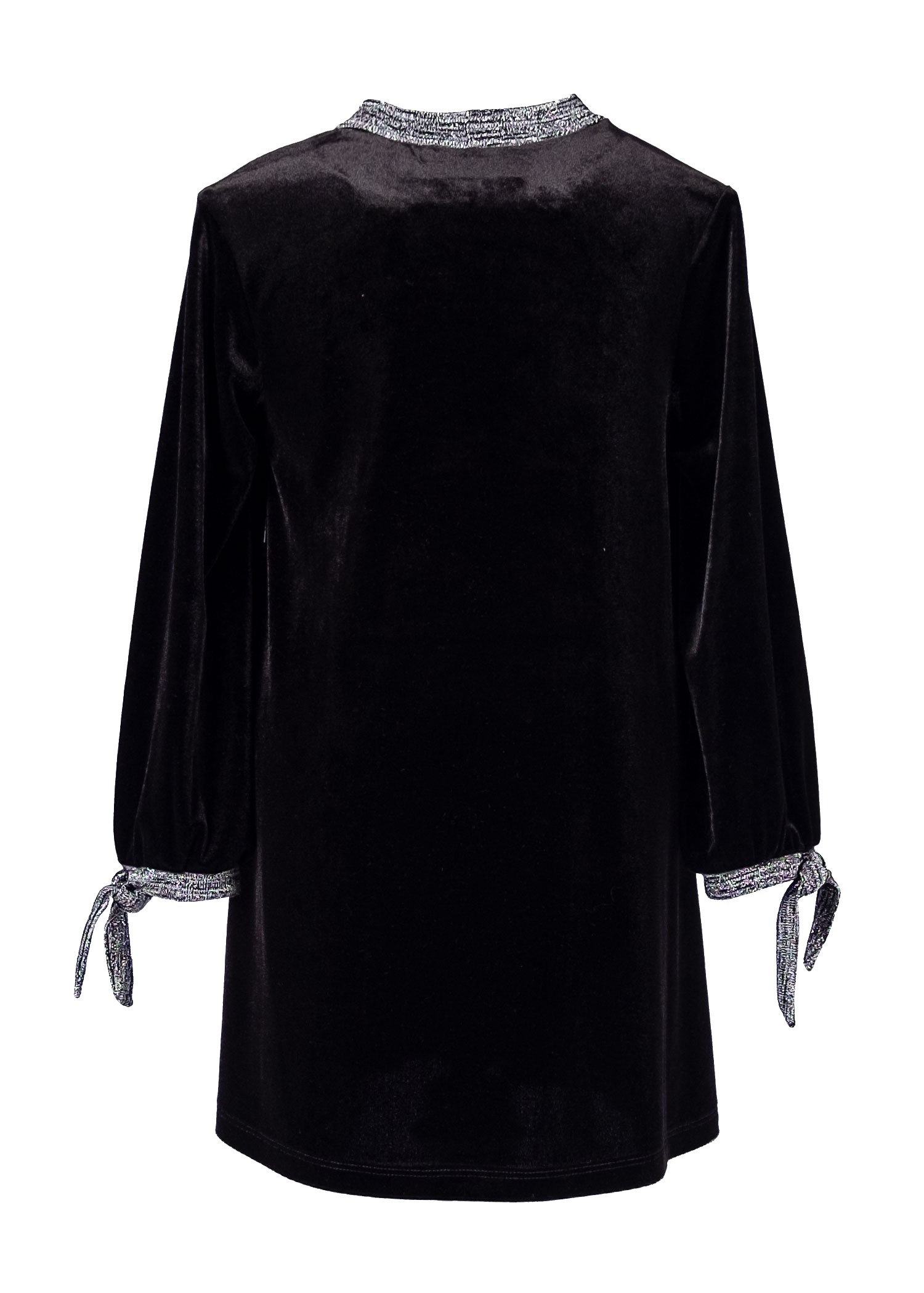 Black Velvet Winter Girl's Dress with Glitter Bow