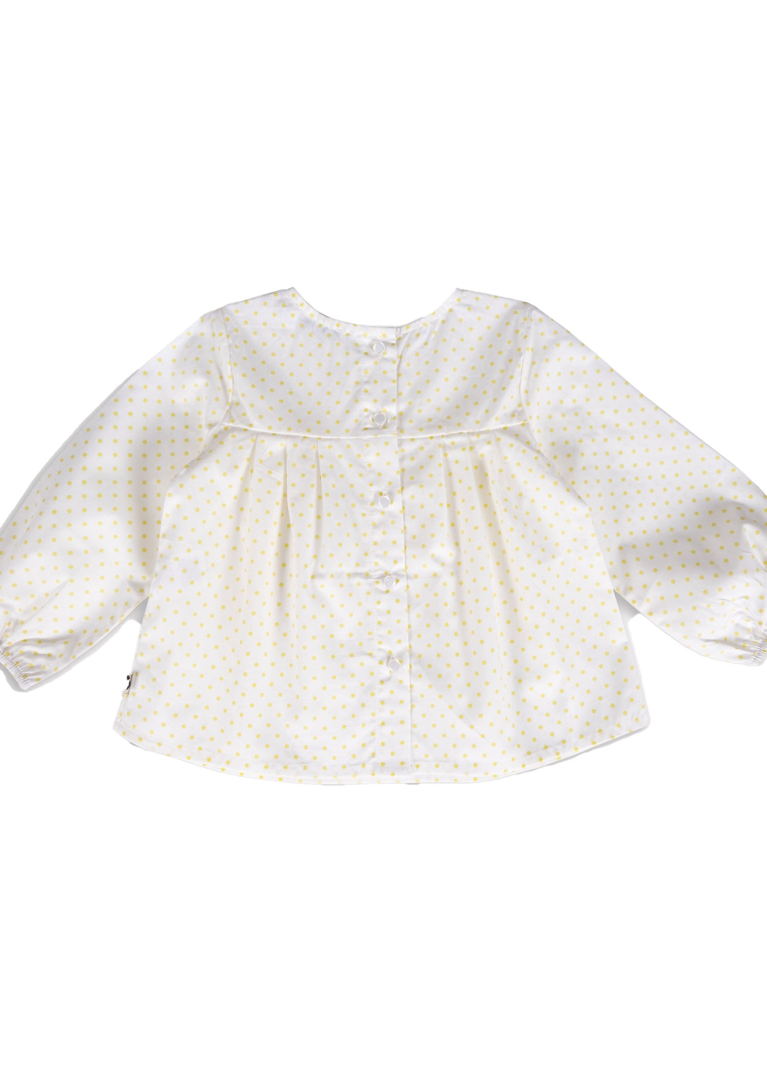 100% Cotton Polka Dot Yoke Pattern Yellow Spring Baby Girl Blouse