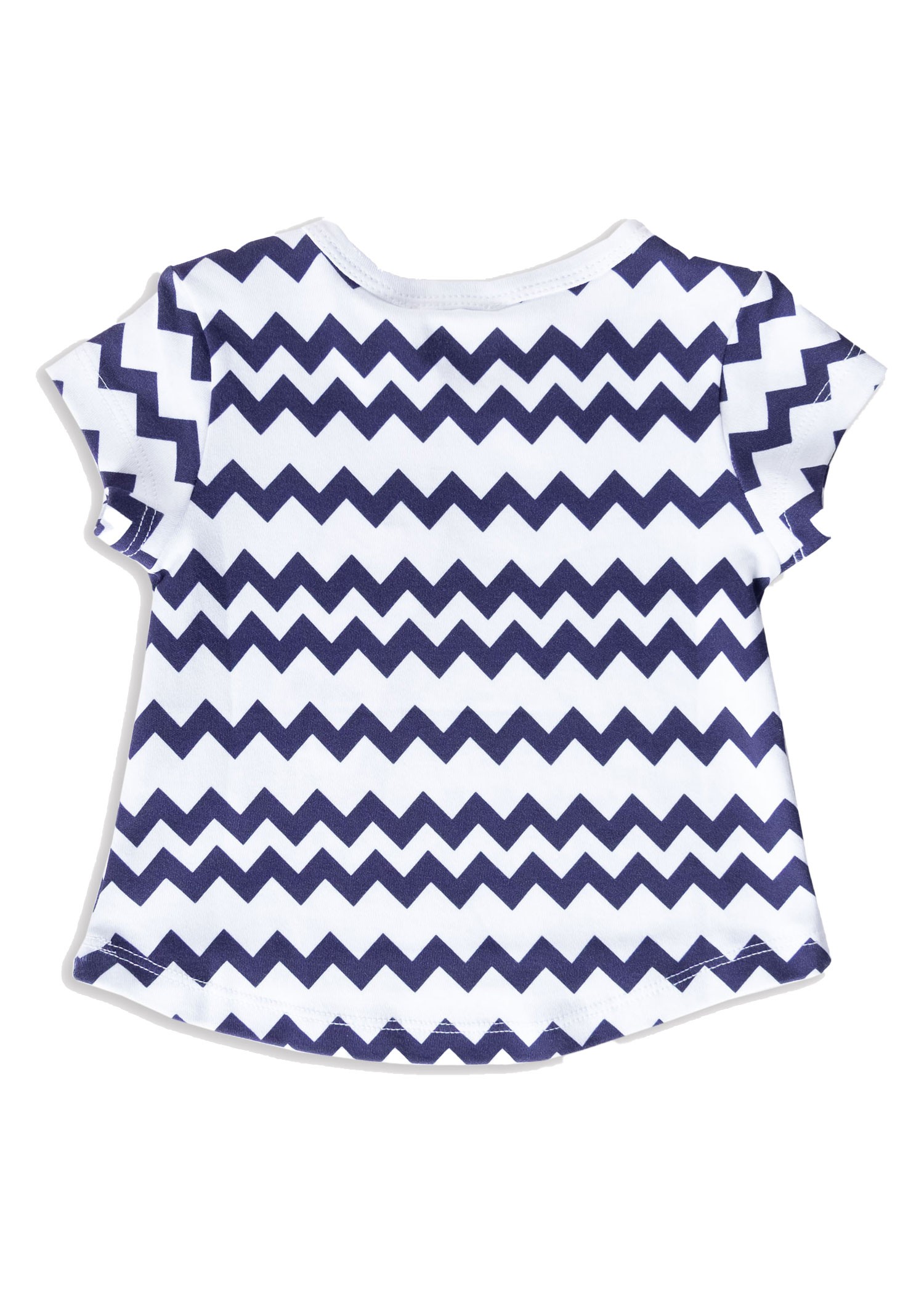 Organic Zigzag Pattern Navy Blue Summer Baby Girl Tshirt