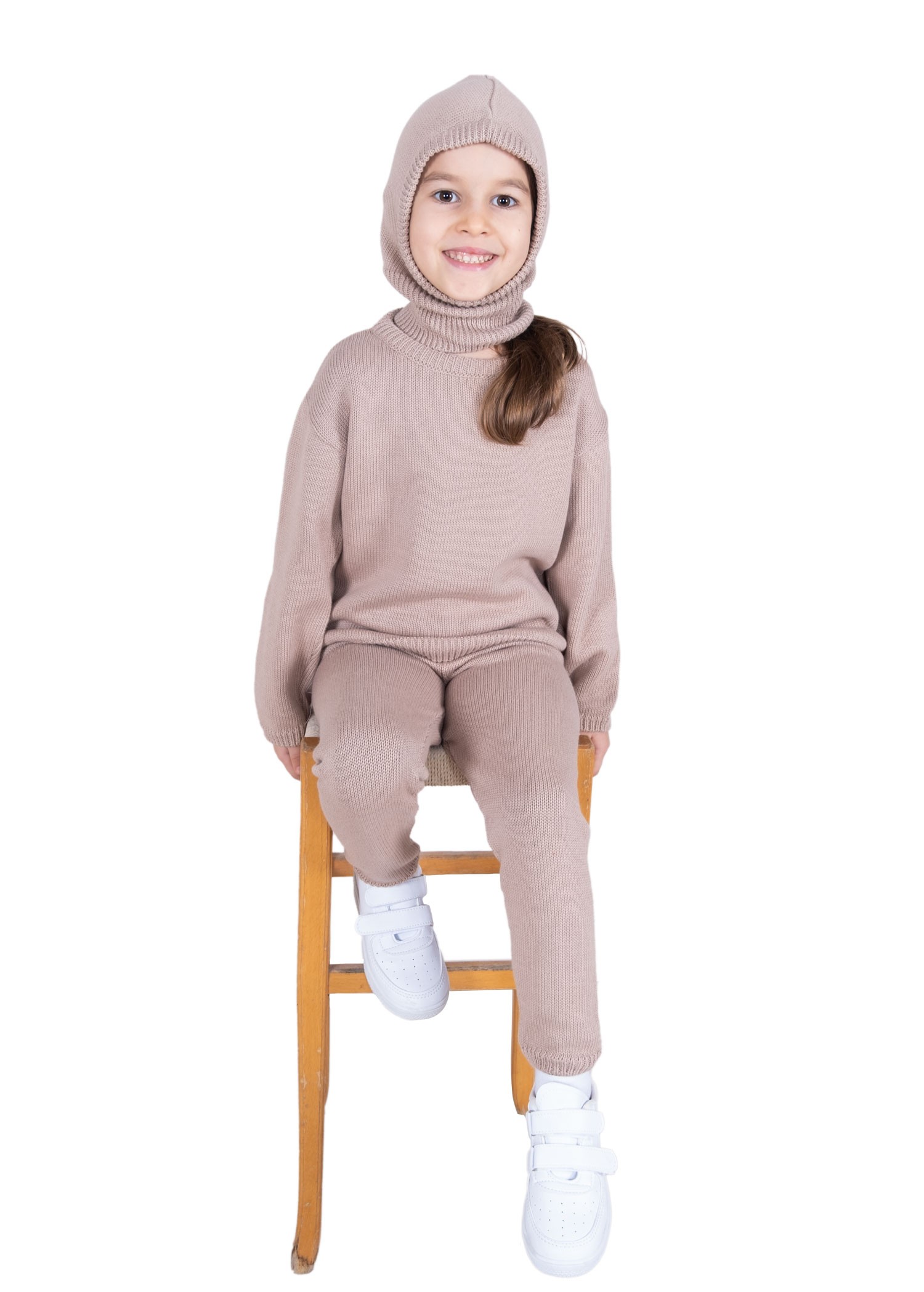 Organic Cotton Winter Milk Brown Unisex Little Kids Knitwear Trousers