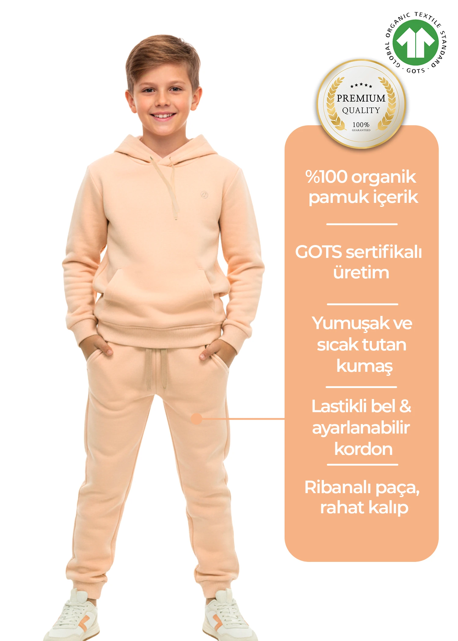 Organik Cepli Kışlık Erkek Çocuk Eşofman Altı