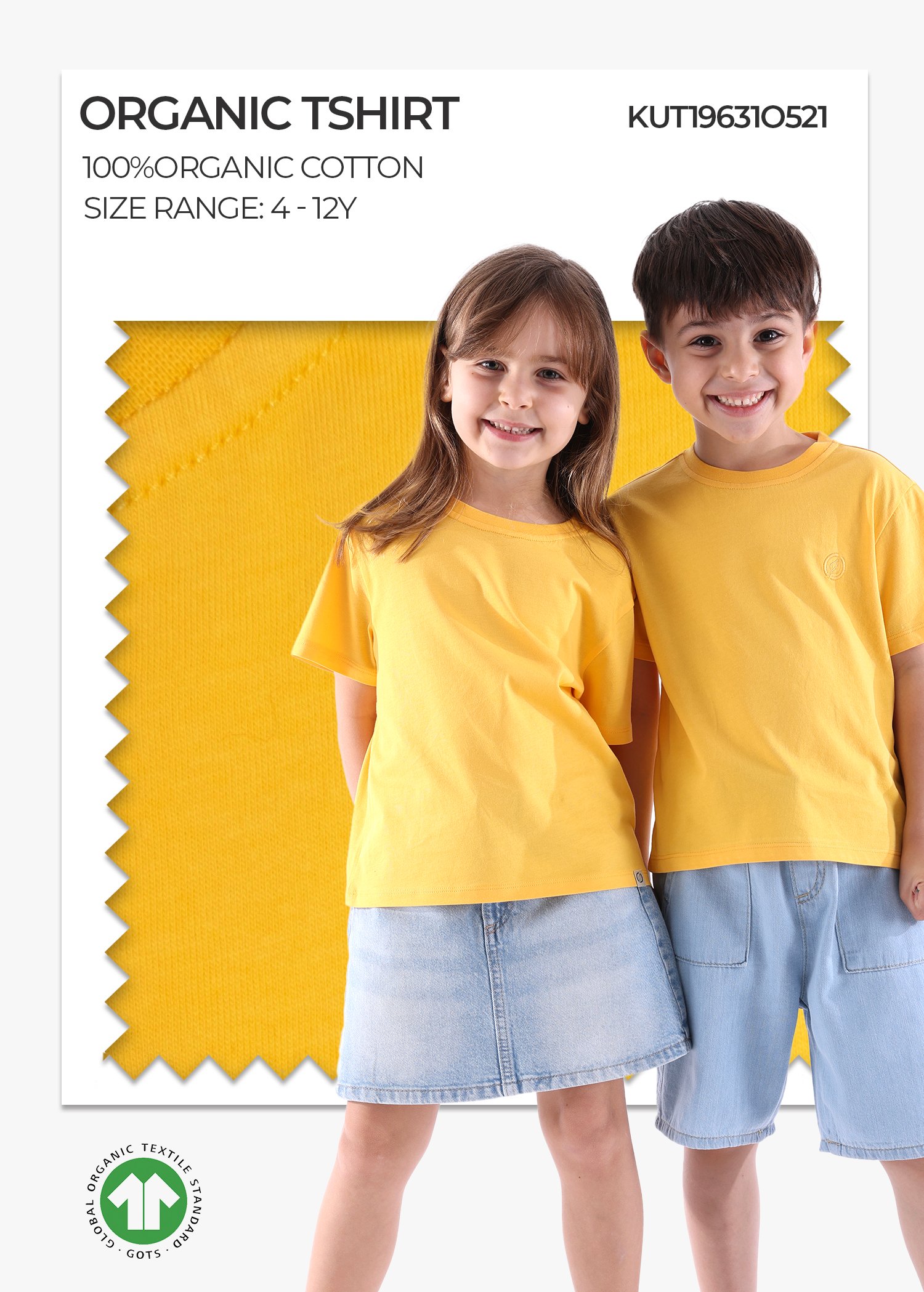 Organic Orange Basic Summer Unisex Kids Tshirt