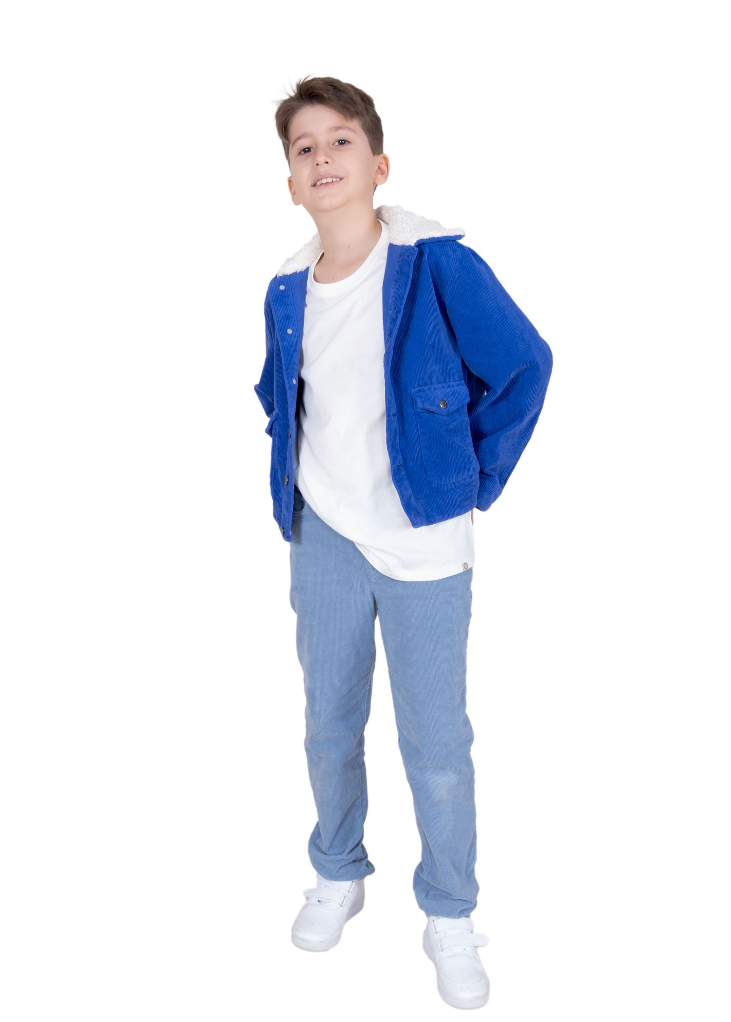 Corduroy Blue Sports Cut Winter Boy's Jacket