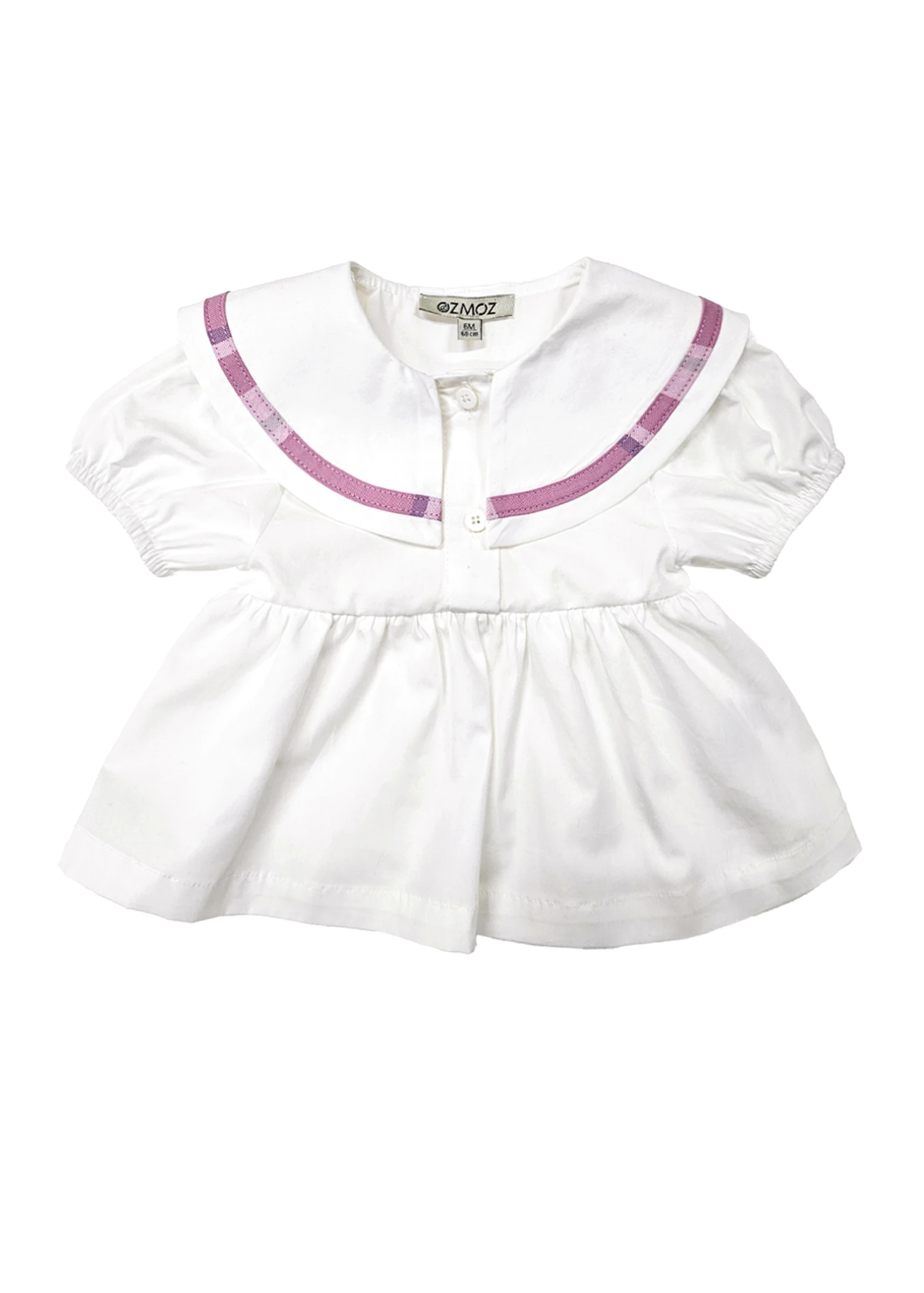 Organic Wide Collar White Summer Baby Girl  Blouse