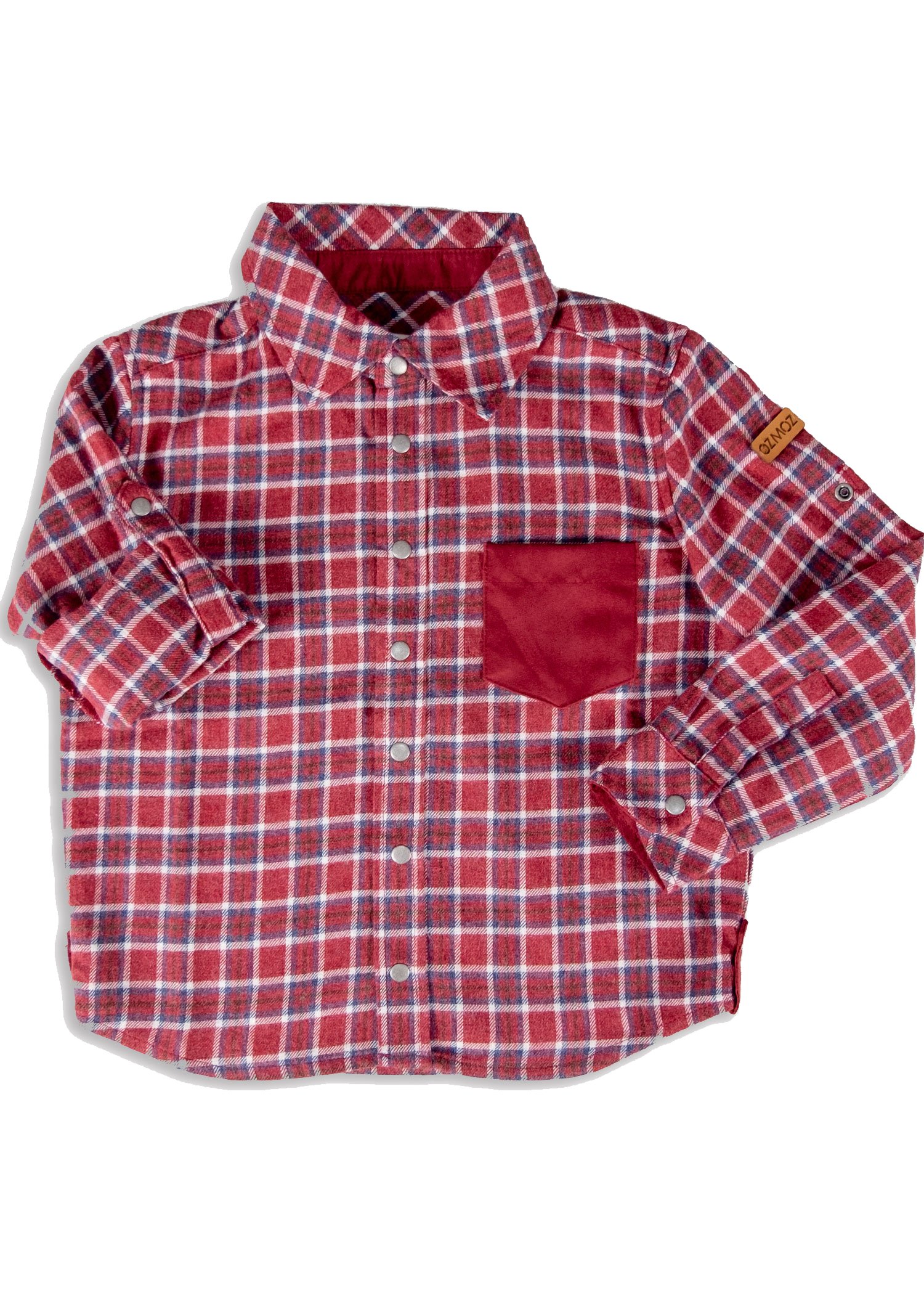 Cotton Gingham Plaid Winter Boy Shirt Red