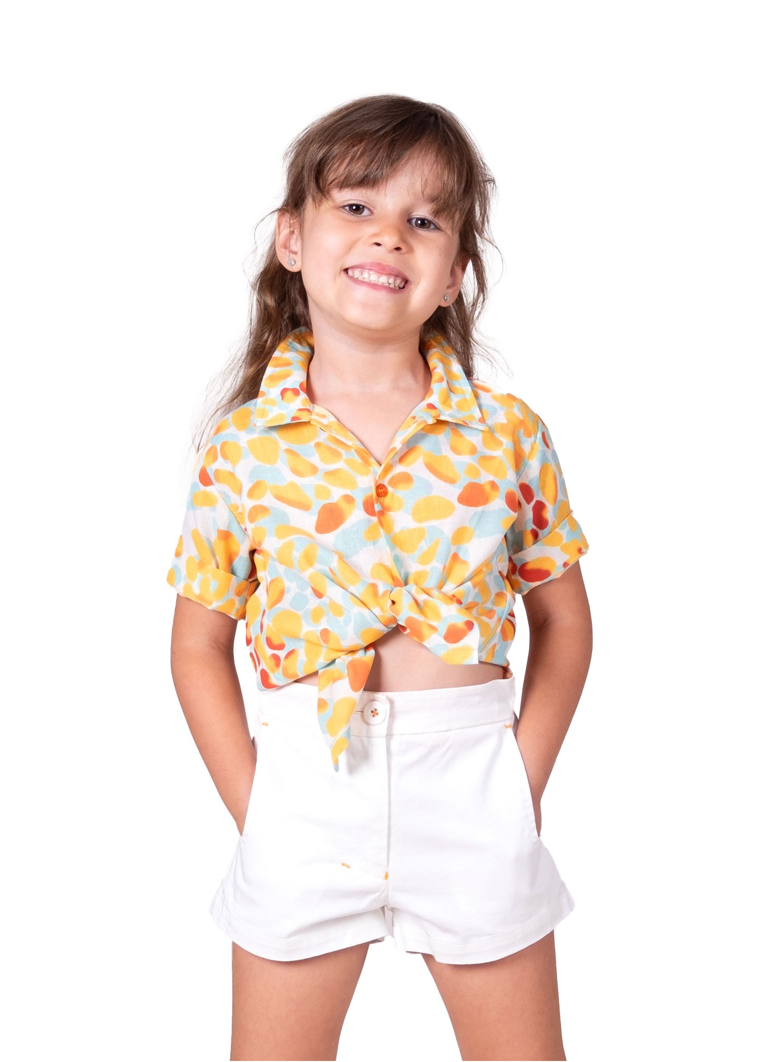 Colorful Thin Woven Summer Little Girl Shirt