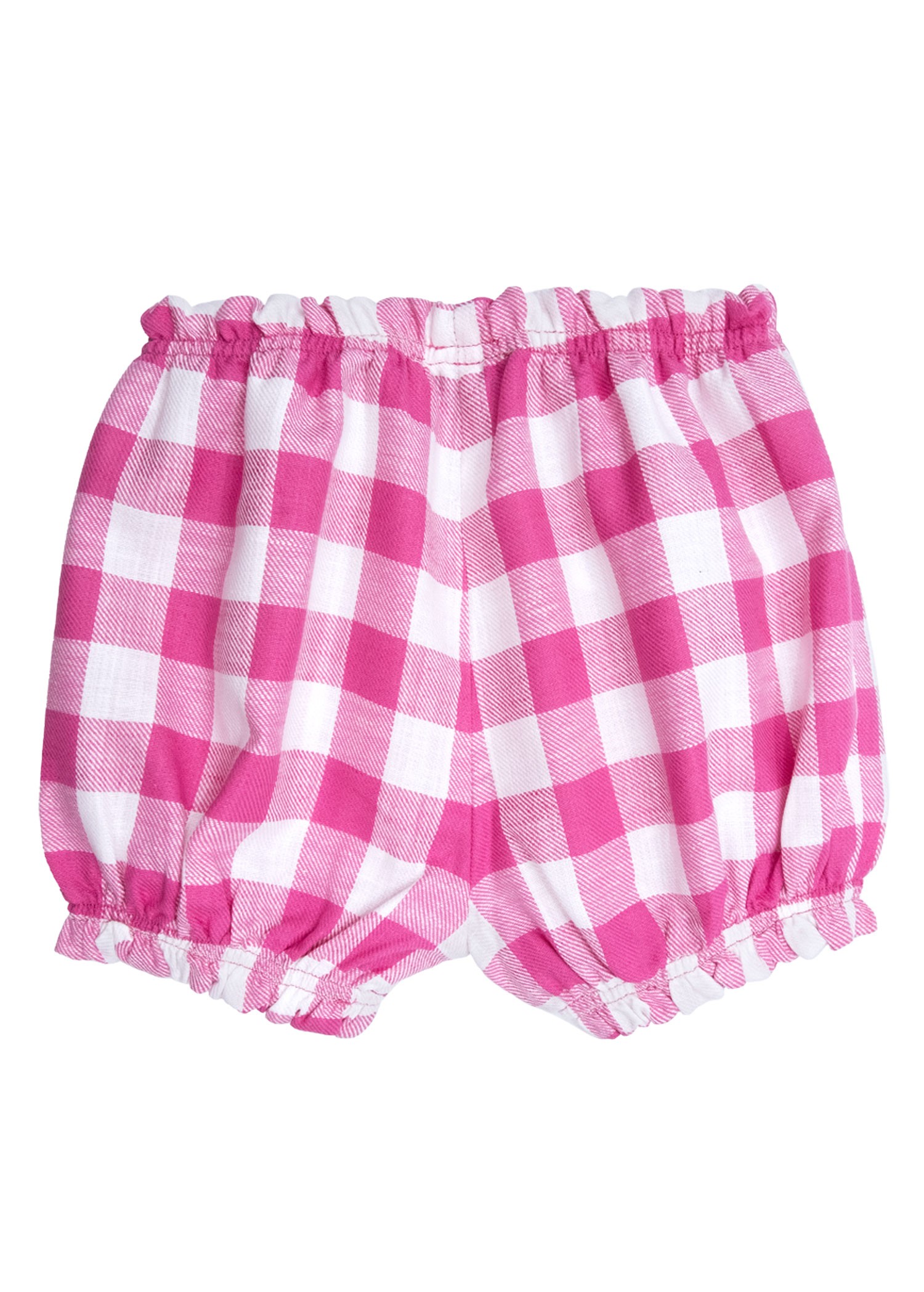 Fırfırlı Pembe Ekose Yazlık Kız Bebek Şort