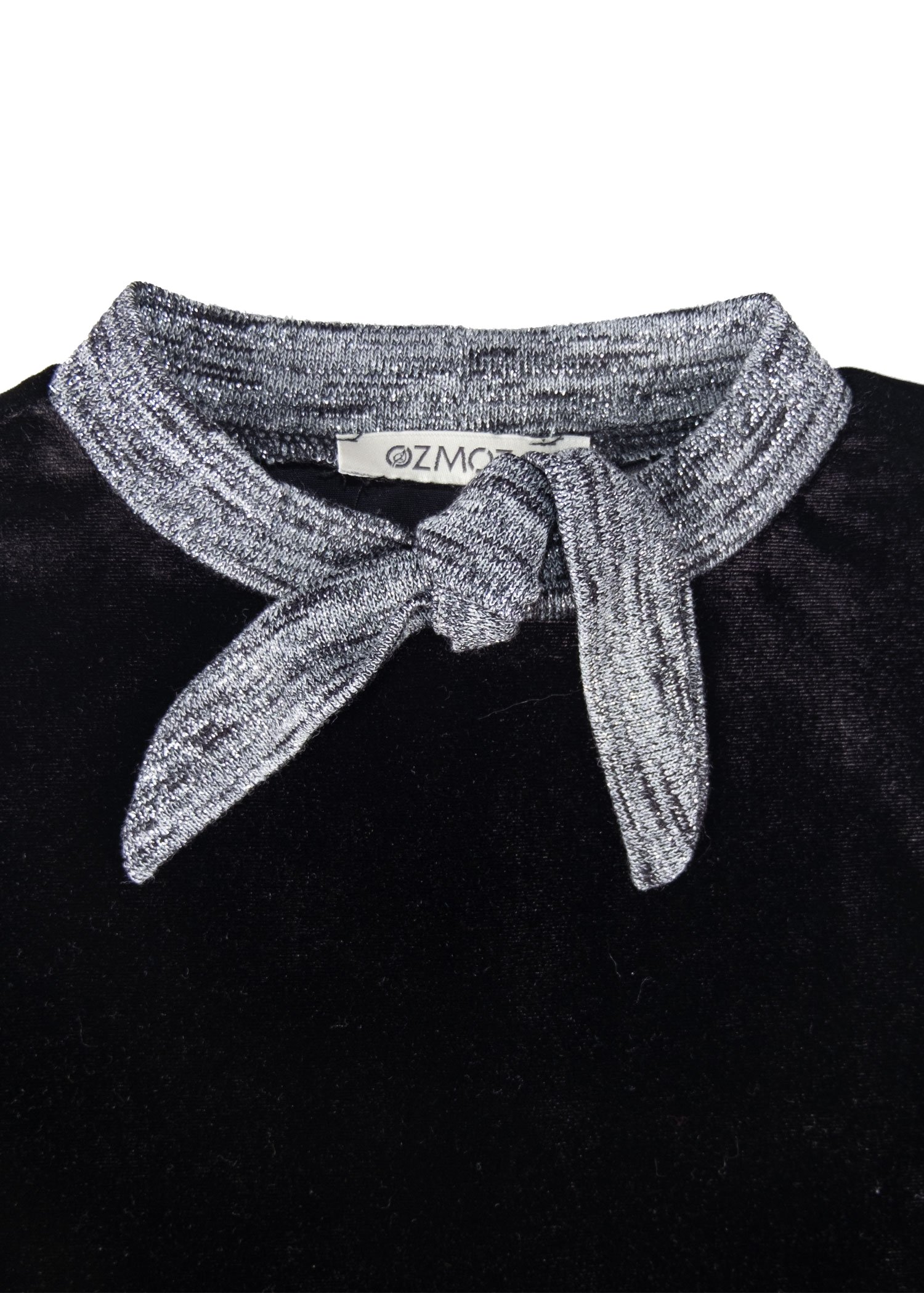 Black Velvet Winter Girl's Dress with Glitter Bow