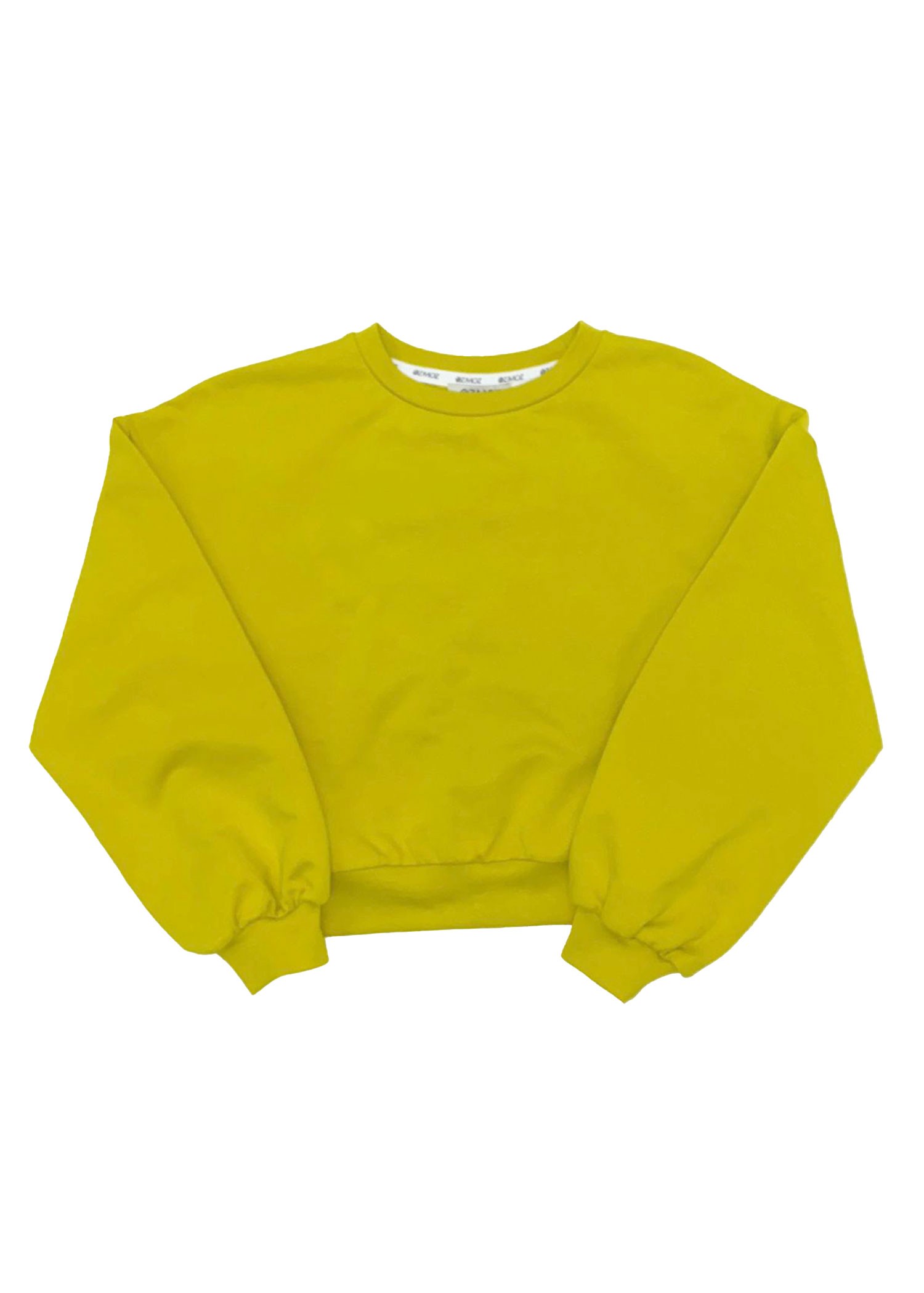 Organik Crop Kesim Sarı Kışlık Kız Çocuk Sweatshirt