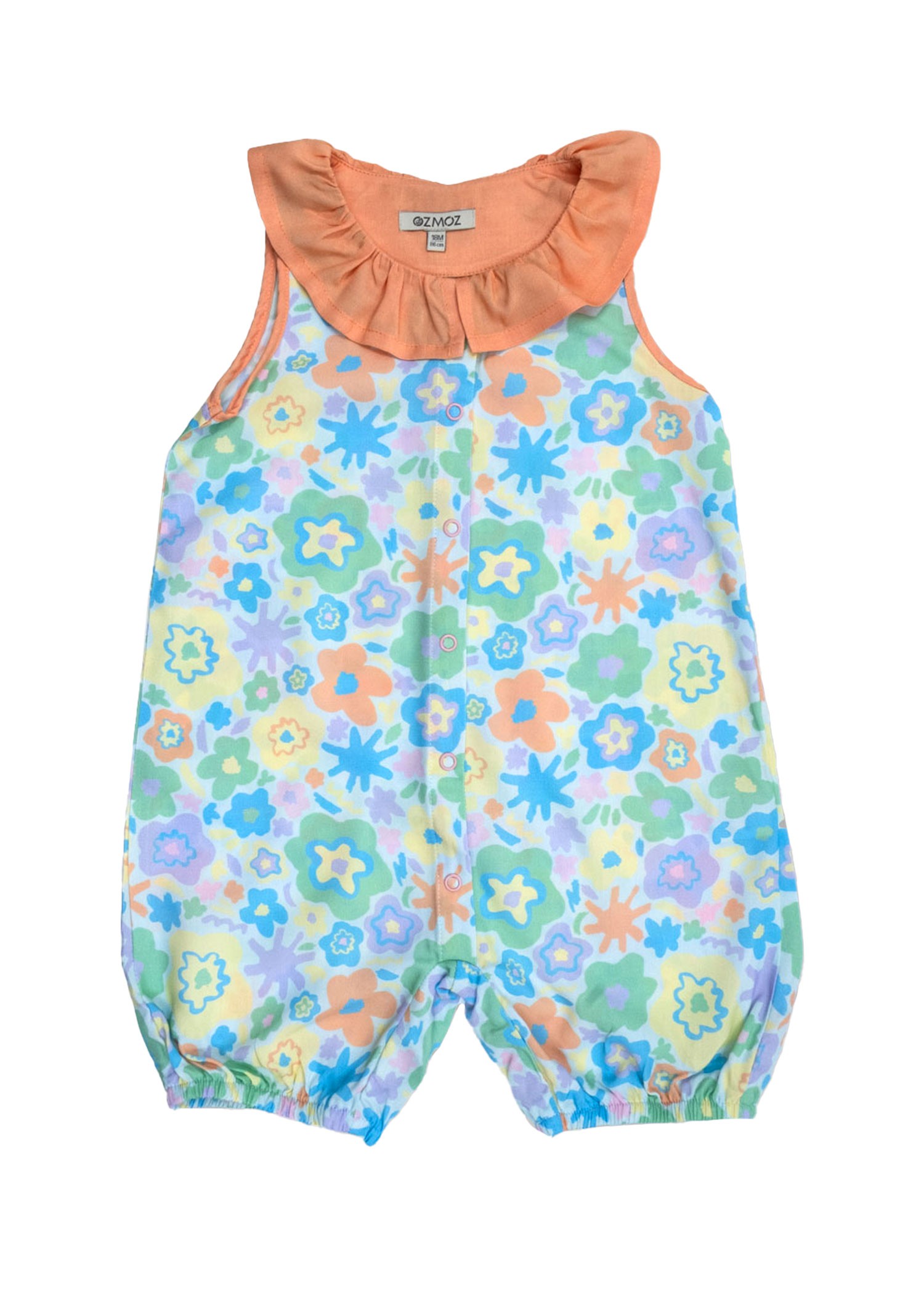 Frilly Floral Patterned Summer Little Girl Jumpsuit