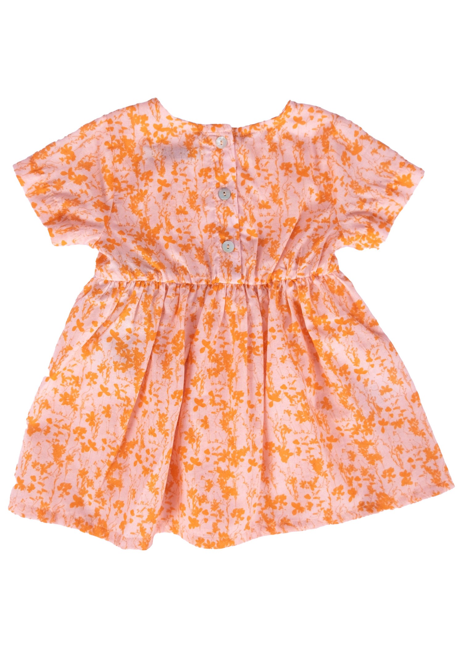 100% Cotton Orange Floral Summer Baby Girl Dress