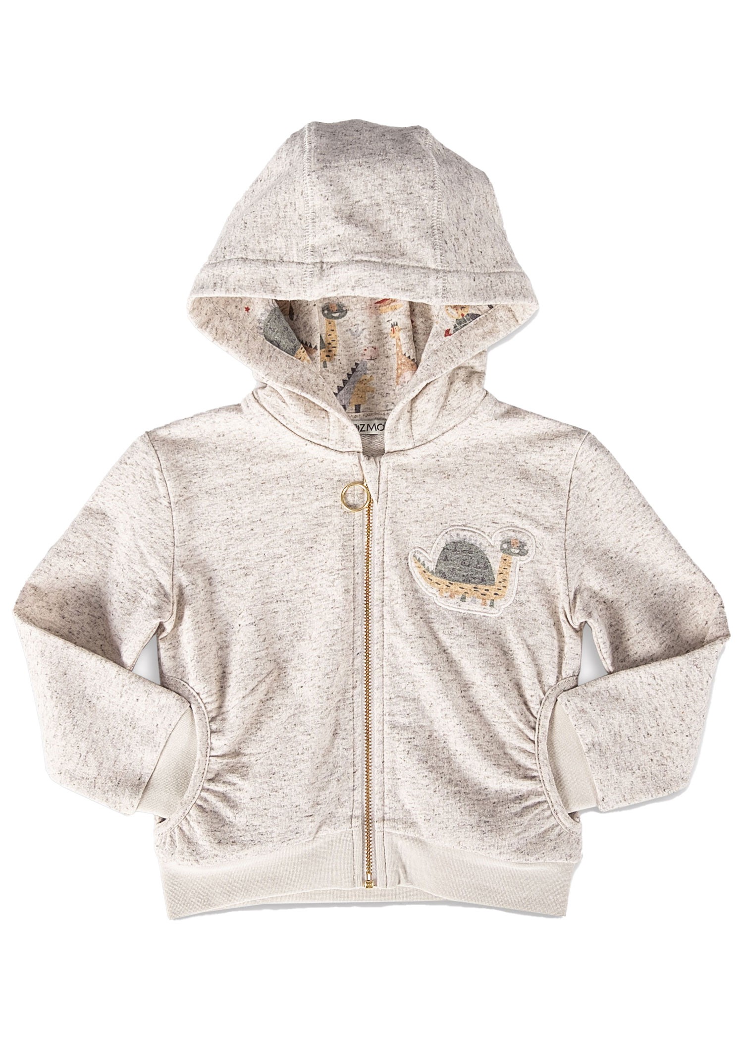 Cotton & Wool & Hemp Hooded Zippered Ecru Winter Unisex Baby Jacket