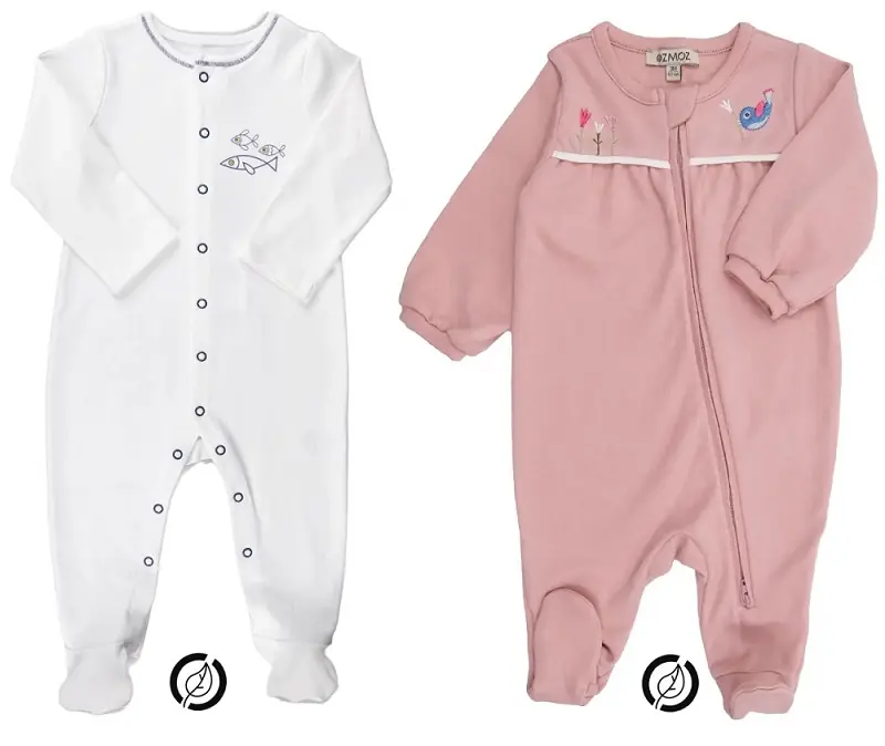 Çıtçıtlı bebek tulumu ve çift taraflı açılır fermuarlı bebek tulumu. Tercih size ait.