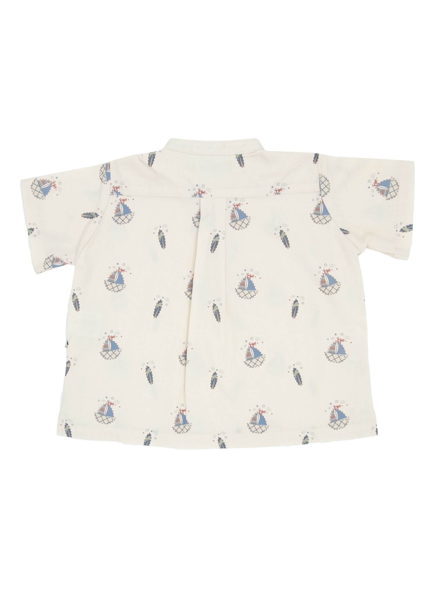 Organic Ship Patterned Cream Summer Baby Boy Shirt