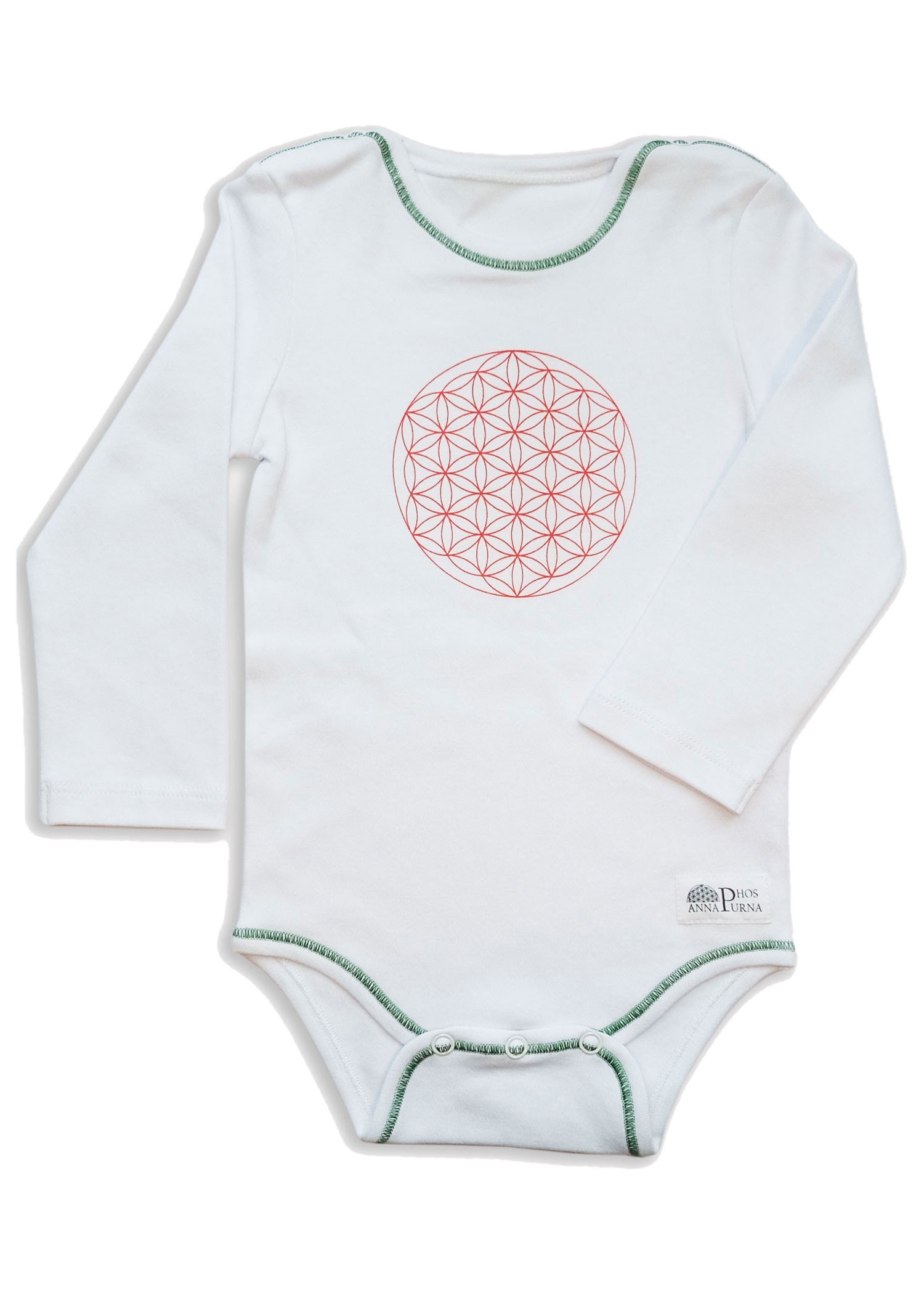 Organic Flower of Life Printed White Baby Bodysuit