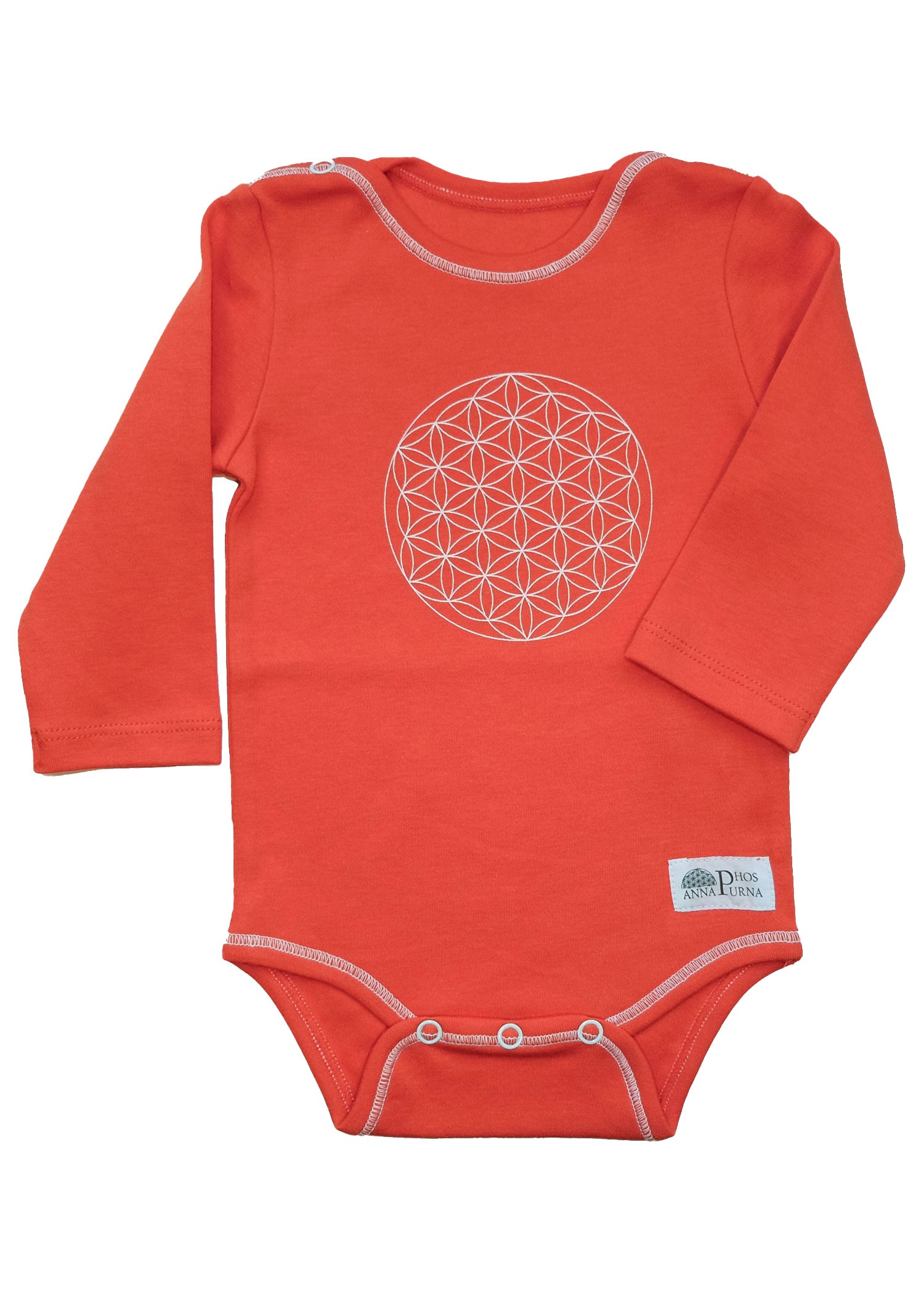 Organic Flower of Life Printed Red Baby Bodysuit