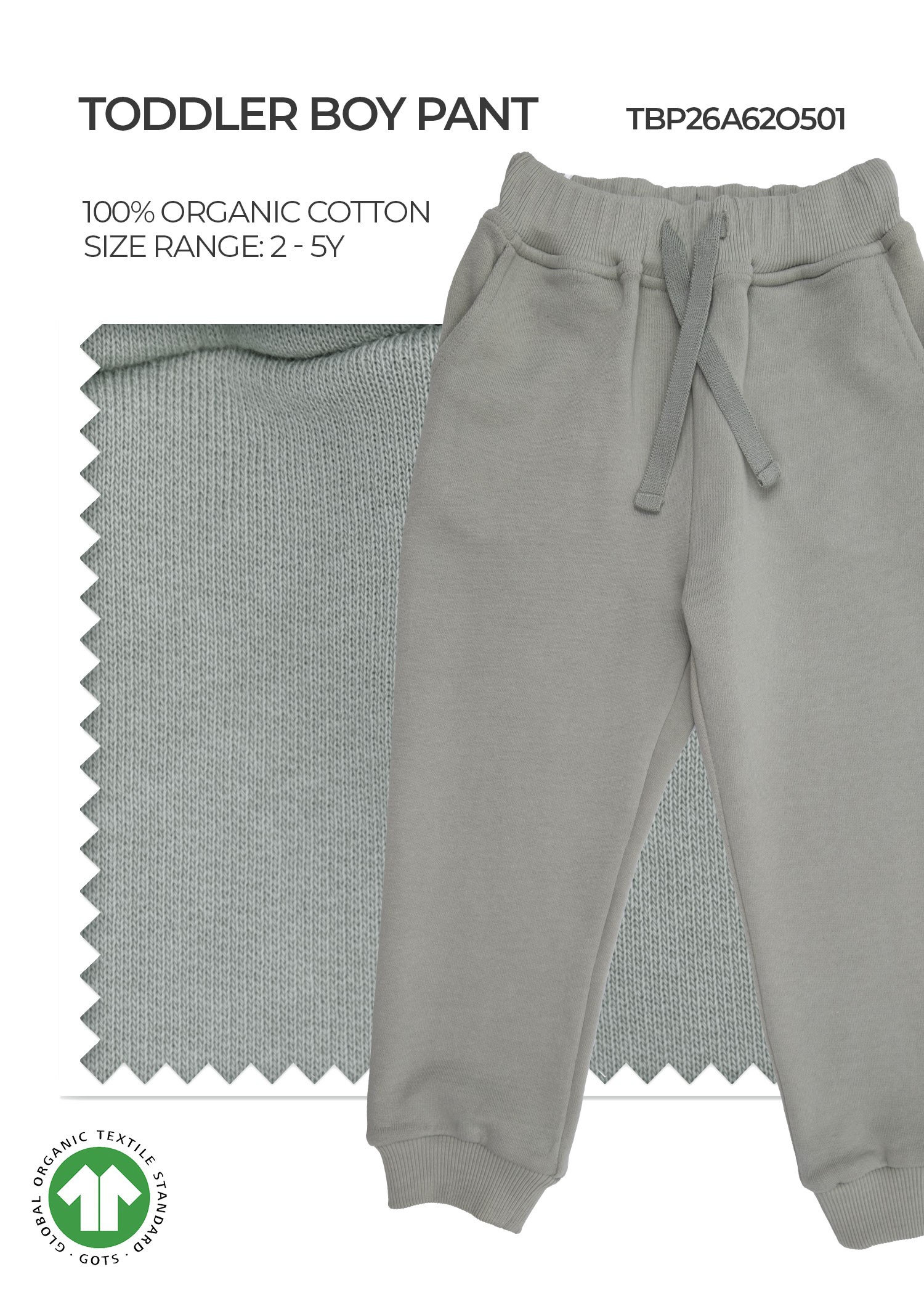 Organic Desert Sage Toddler Boy Pant