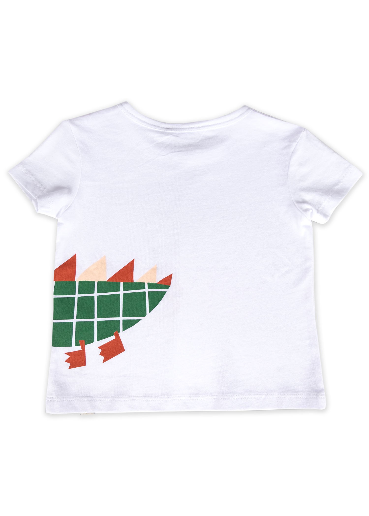 Organik Dino Baskılı Beyaz Yazlık Unisex Bebek Tshirt