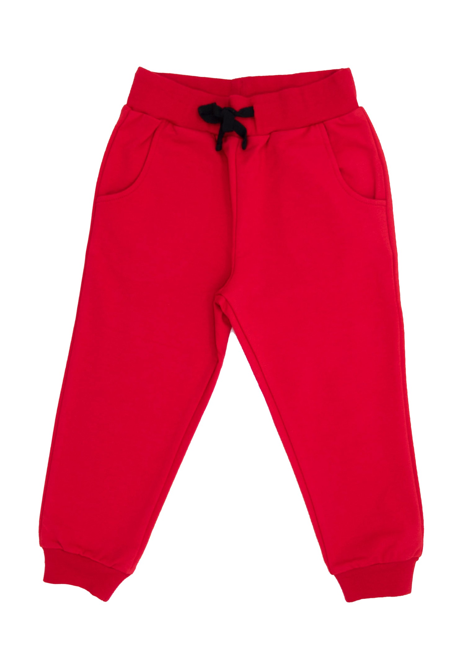 Deer Patterned Red Tiered Winter Unisex Little Kids Sweatpants