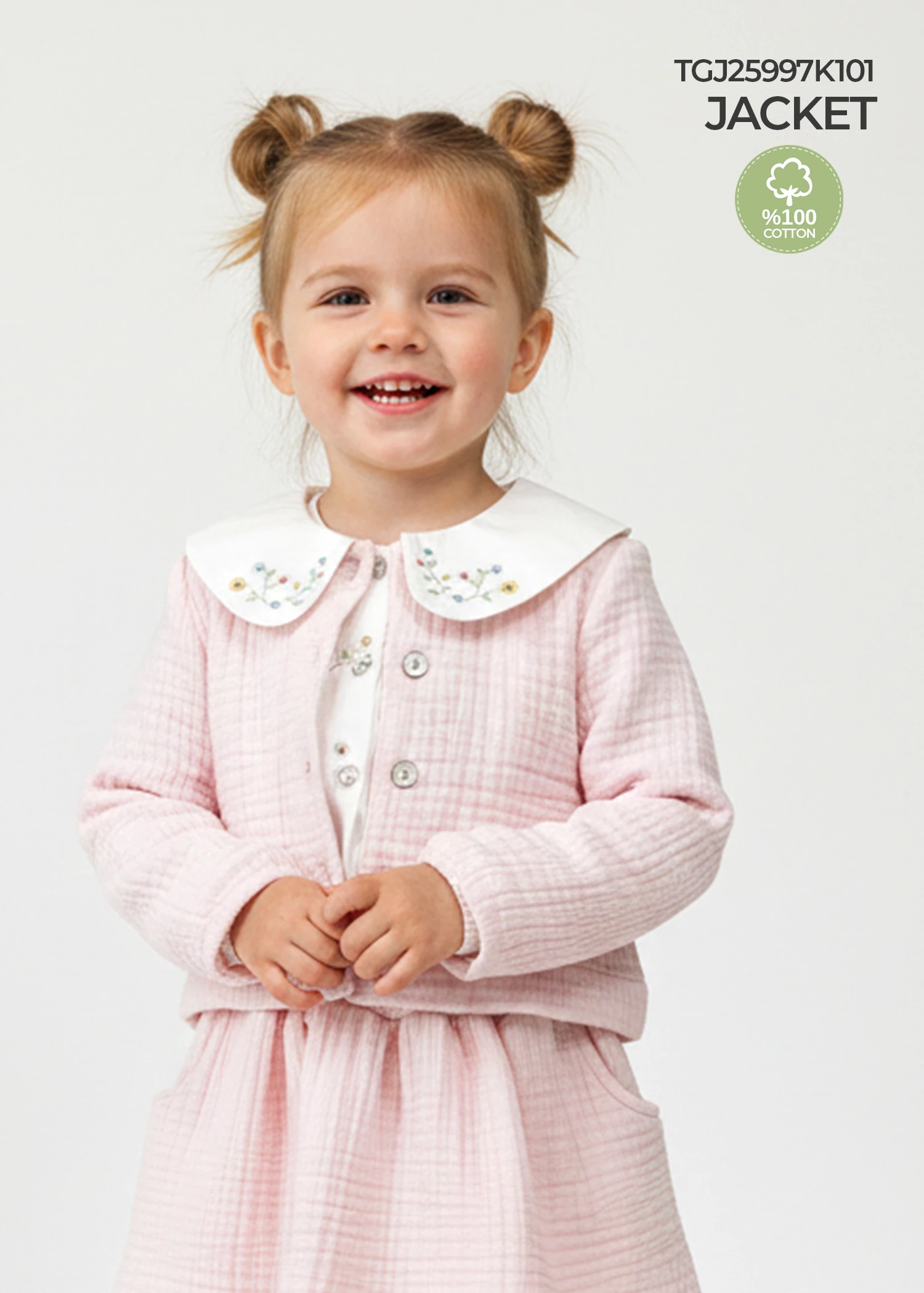 100% Cotton 4-layer Muslin Fabric Spring Toddler Girls Jacket