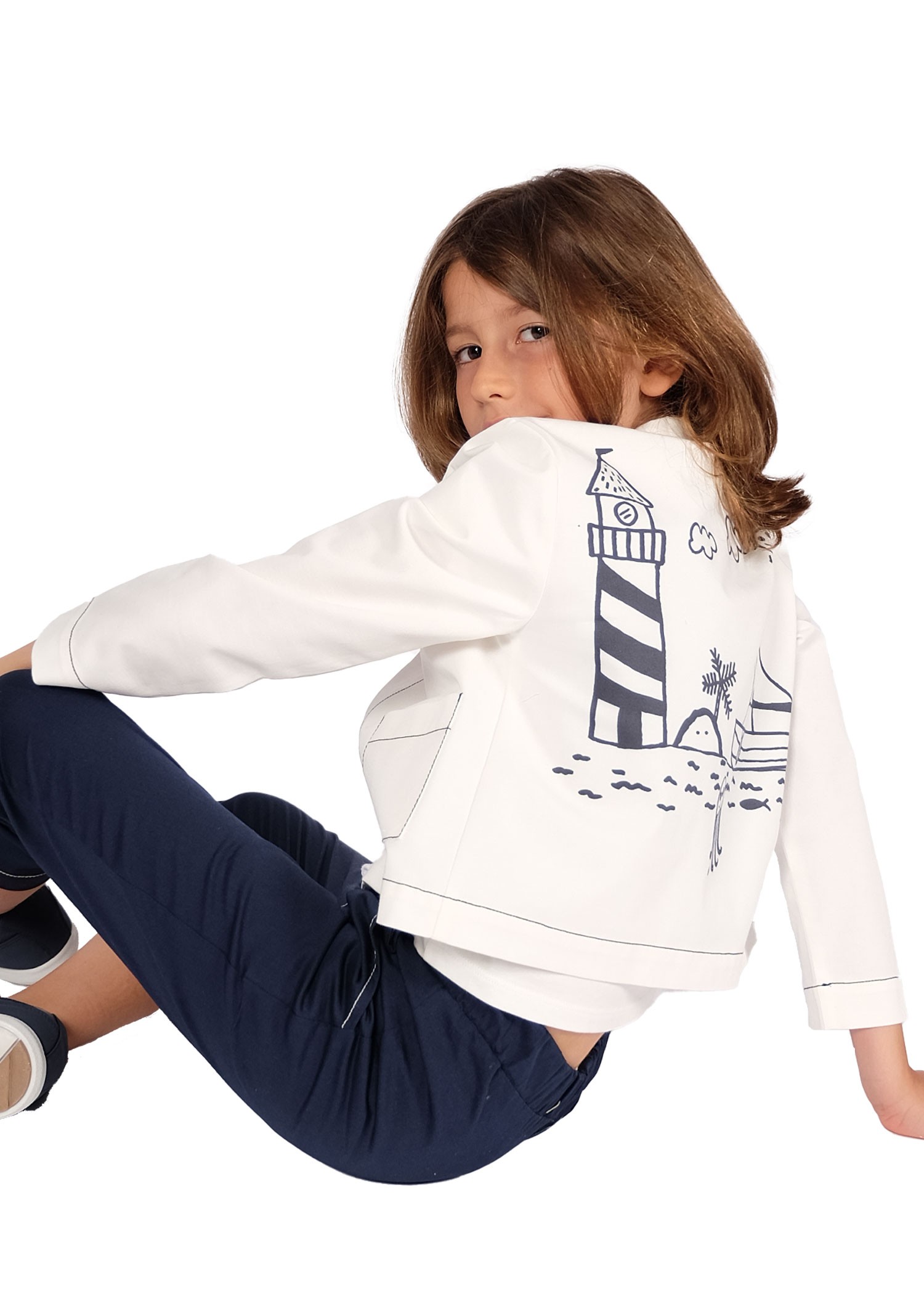 Organic Canvas White Spring Boy Coat