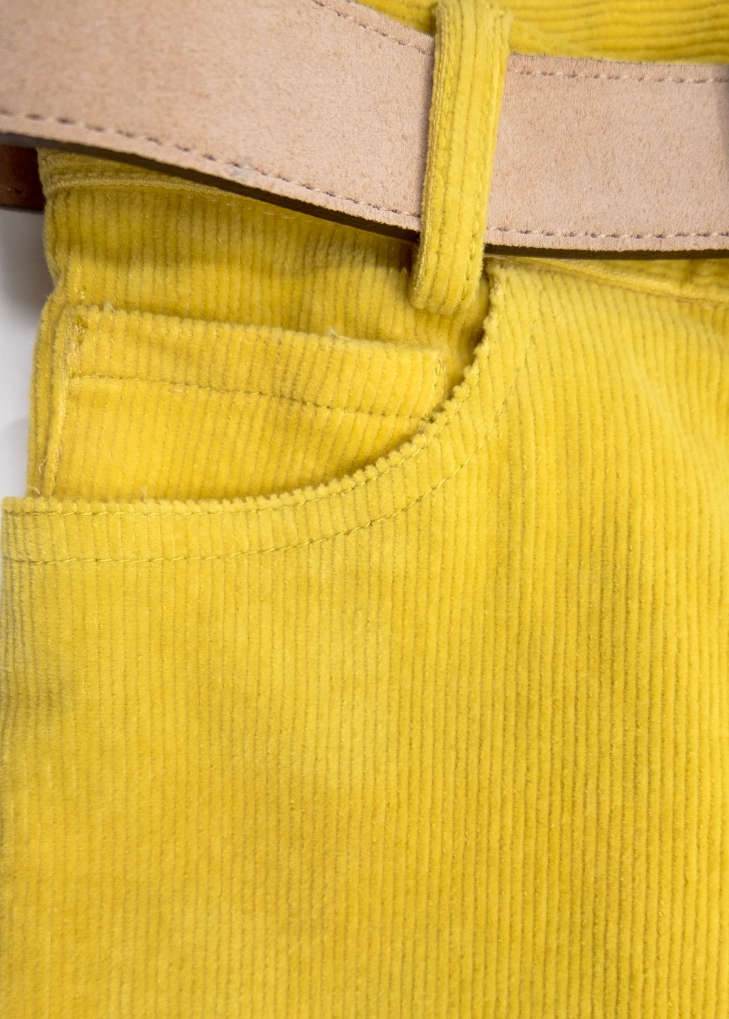 Corduroy Slim Cut Yellow Winter Unisex Kids Trousers