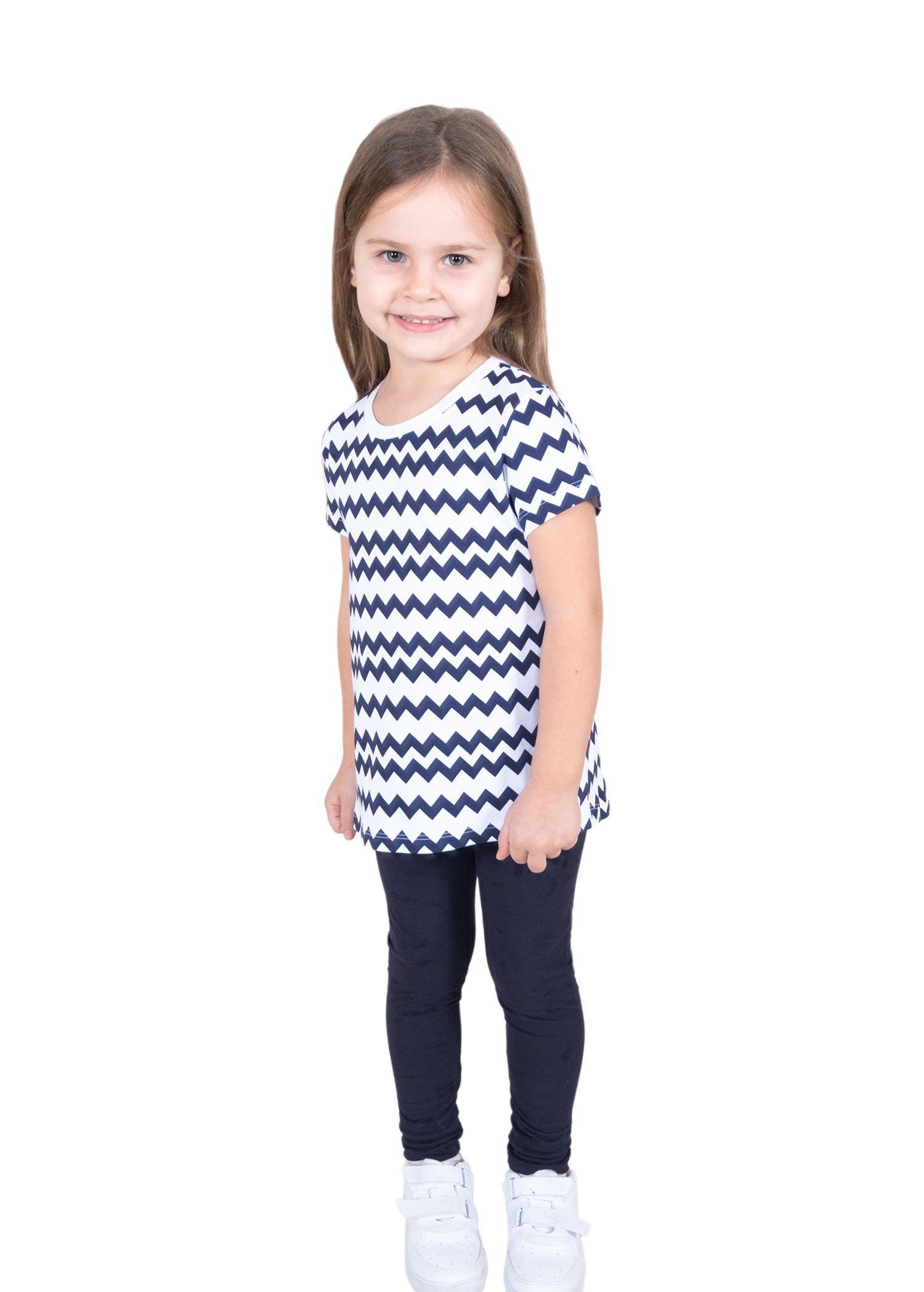 Organic Zigzag Patterned Summer Little Girl T-Shirt