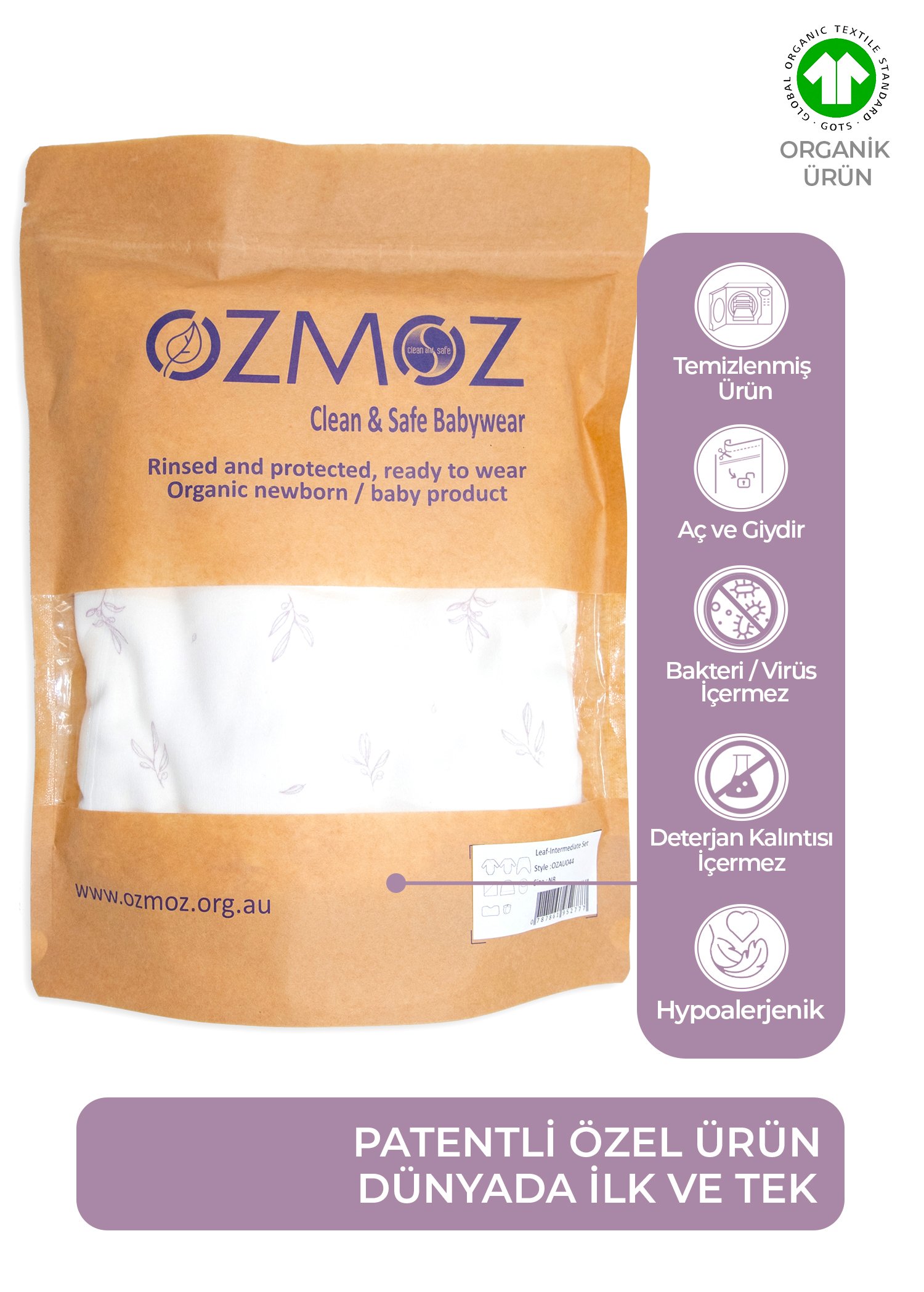 Clean&Safe Organik Steril Temizlenmiş Hastane Çıkış Seti-8 Parça