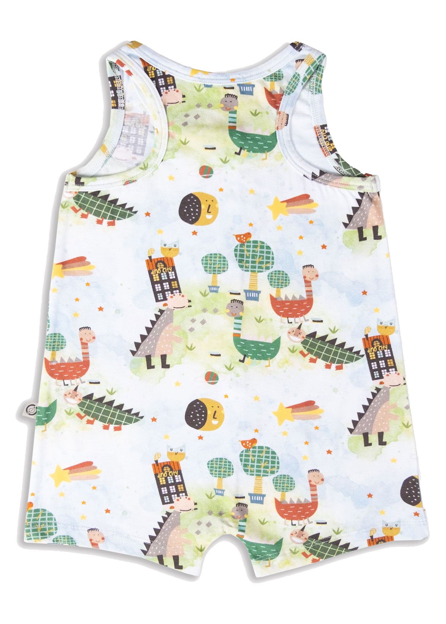 Organic Dino Printed Straps Summer Unisex Baby Shorts Jumpsuit