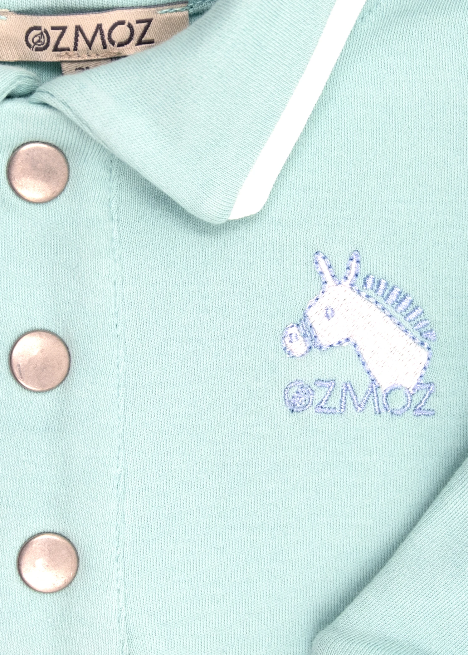 Organik Polo Yaka Mint Yeşili Kışlık Erkek Bebek Üst