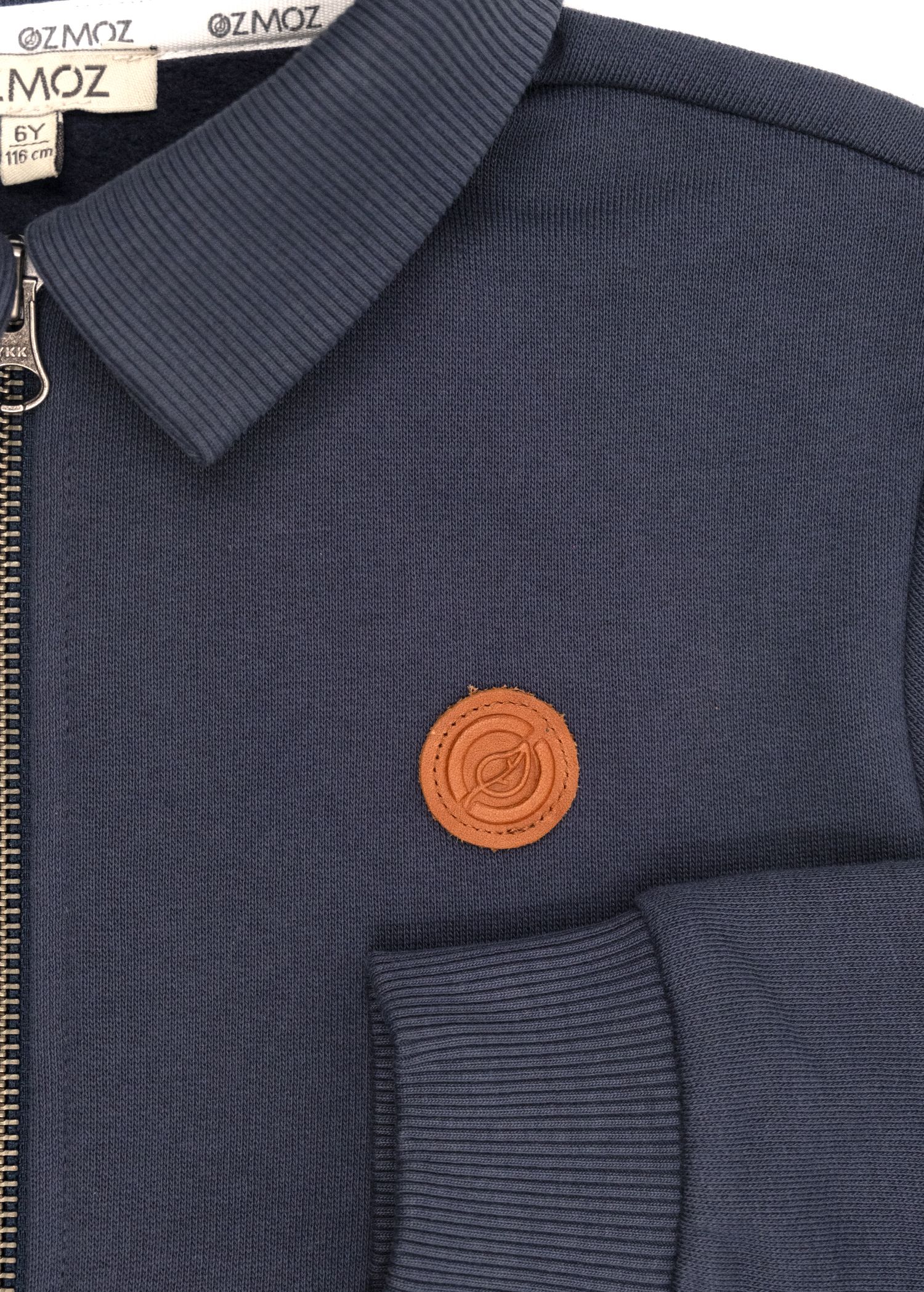 Organic Navy Blue Winter Boy's Sweatshirt with Zipper on the Collar