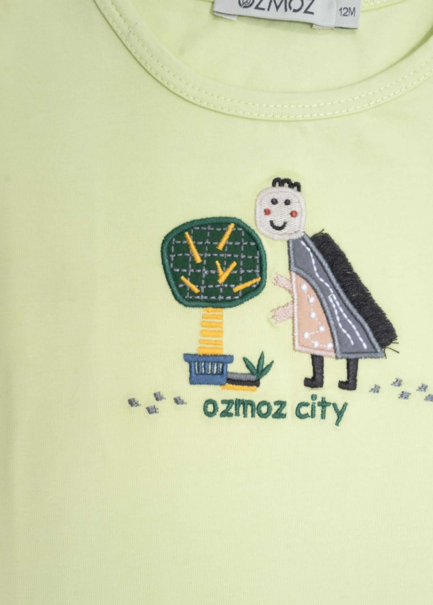 Organic Dino Embroidered Green Summer Baby Boy Tshirt