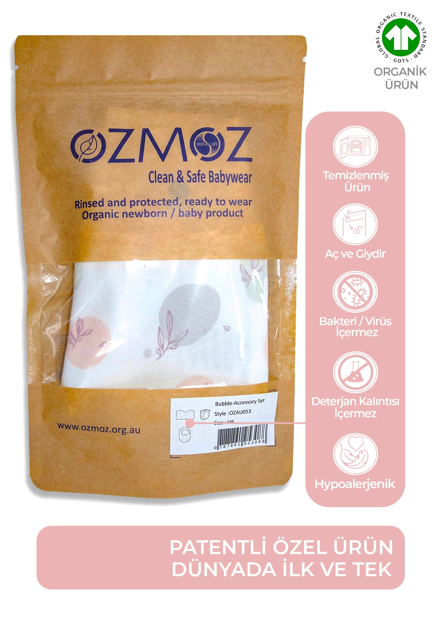 Clean&Safe Organik Steril Temizlenmiş Aksesuar Seti-3 Parça