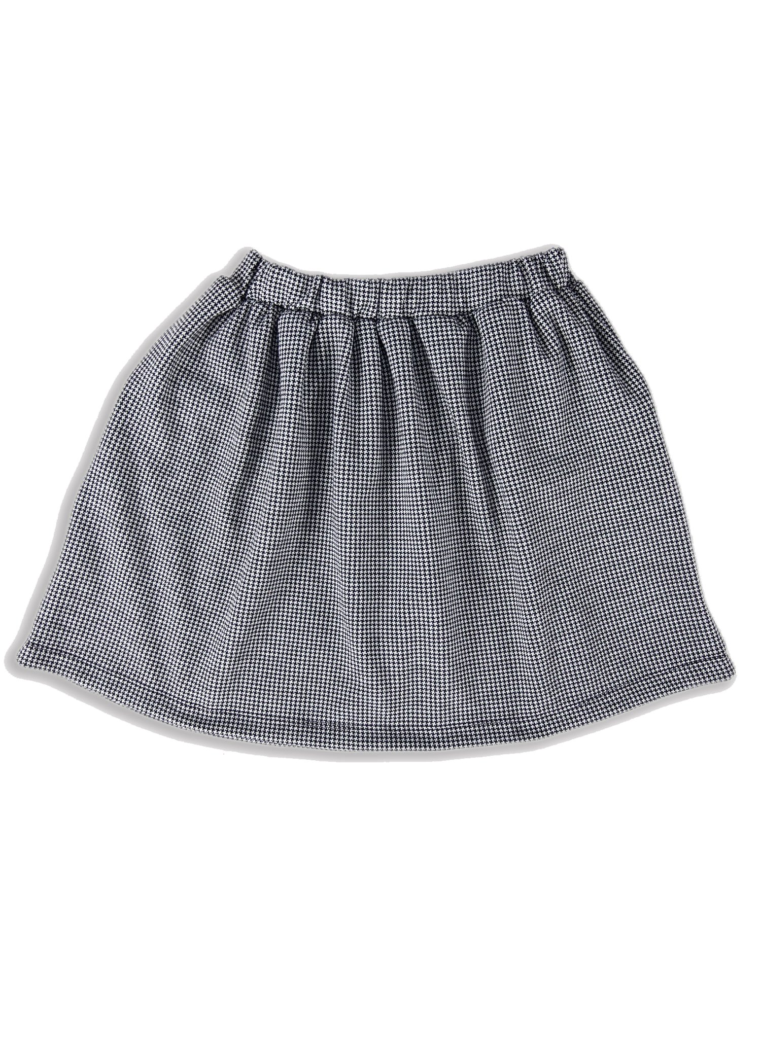 Velvet Piping Gray Gingham Winter Girl's Skirt