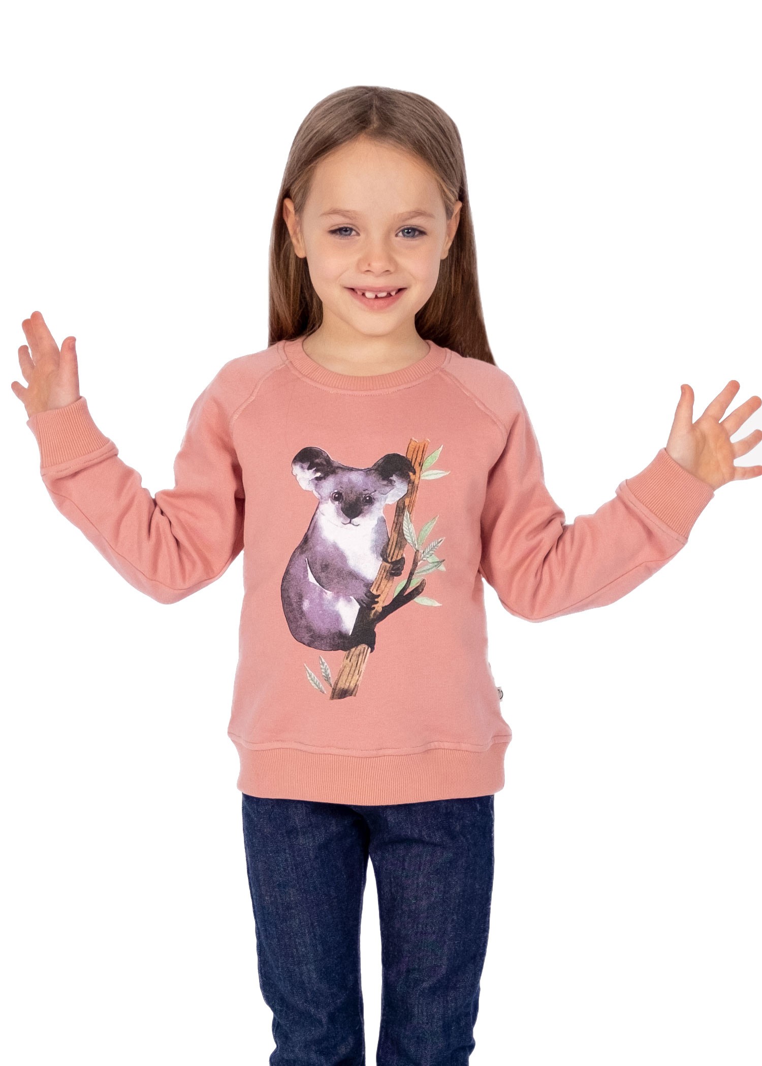 Organic Printed Pink Winter Girls' Sweatshirt