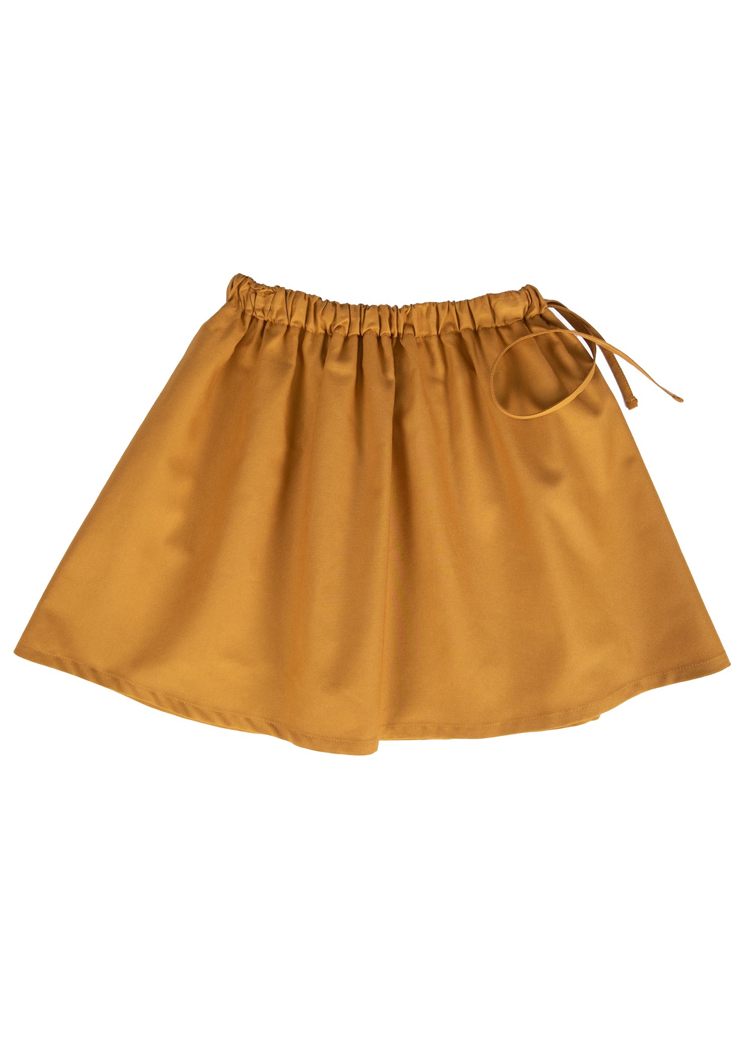 100% Cotton Elastic Waist Lined Light Brown Girl's Flared Skirt