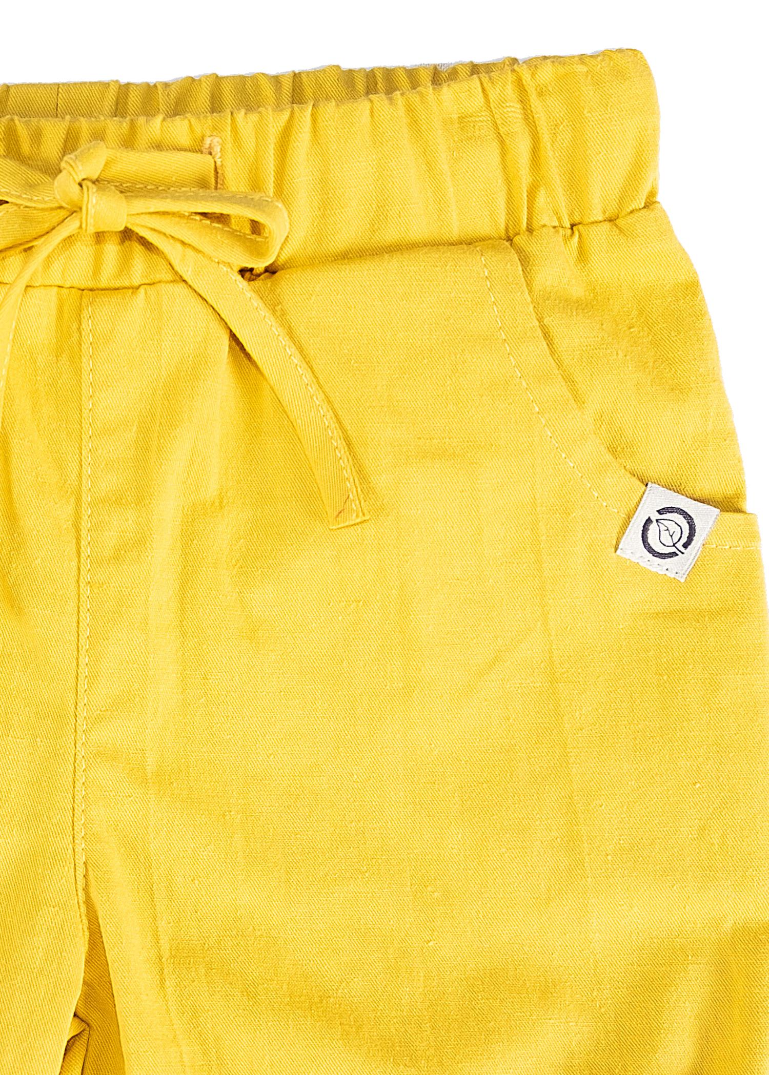 Organik Sarı Dokuma Yazlık Unisex Bebek Şort
